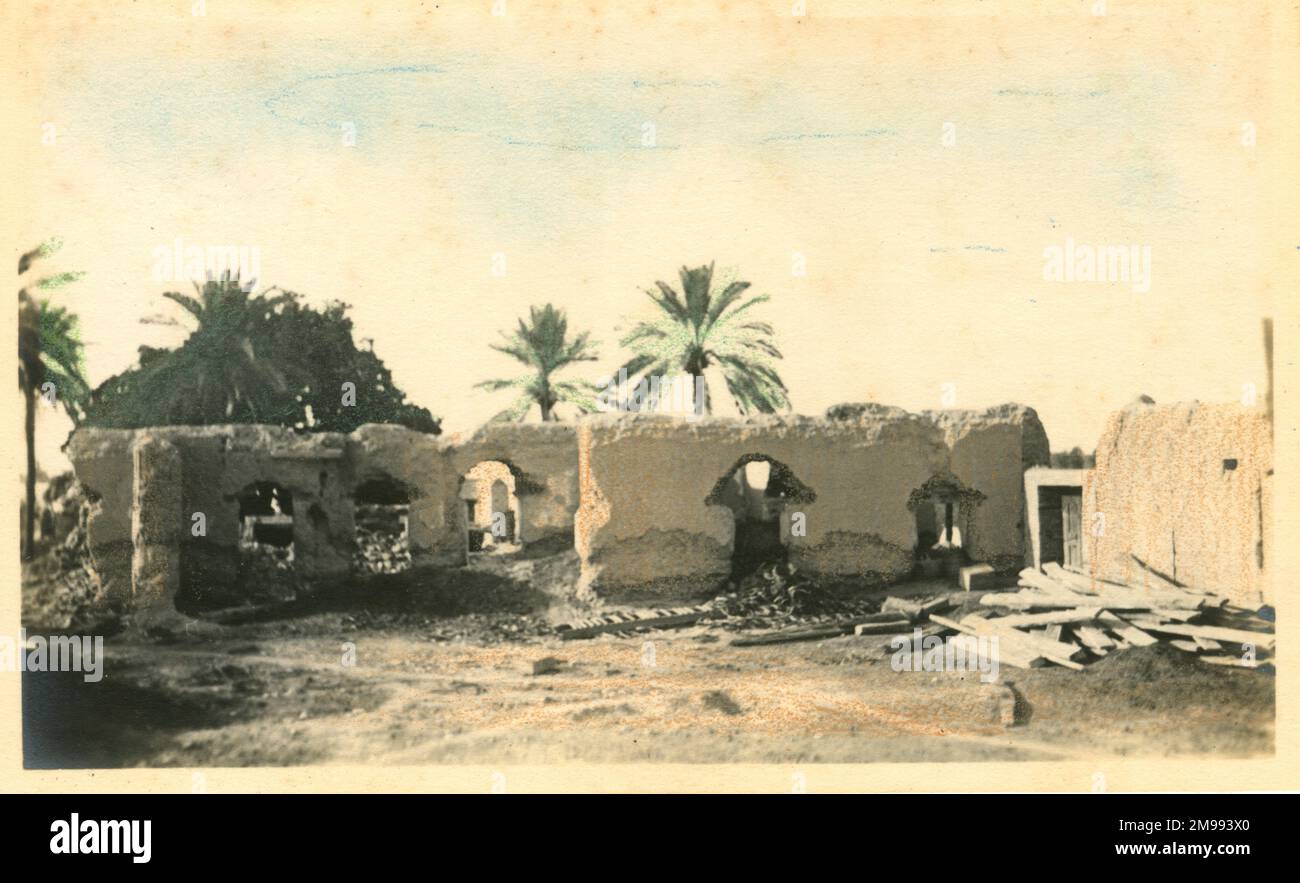 Vestiges de l'ancienne résidence britannique, Magill, Bassora, Irak, pendant la première Guerre mondiale. Banque D'Images