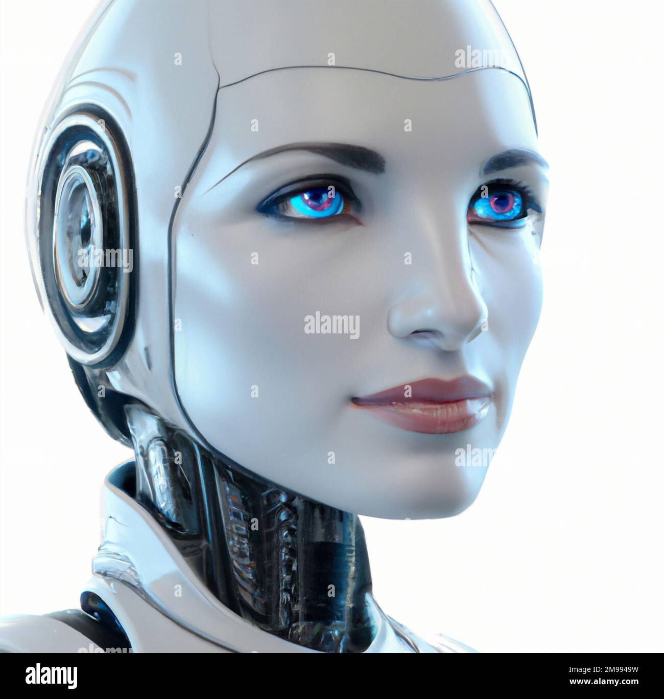 Portrait de robot humain futuriste sur fond blanc robot Android femmes ai  Generative Photo Stock - Alamy