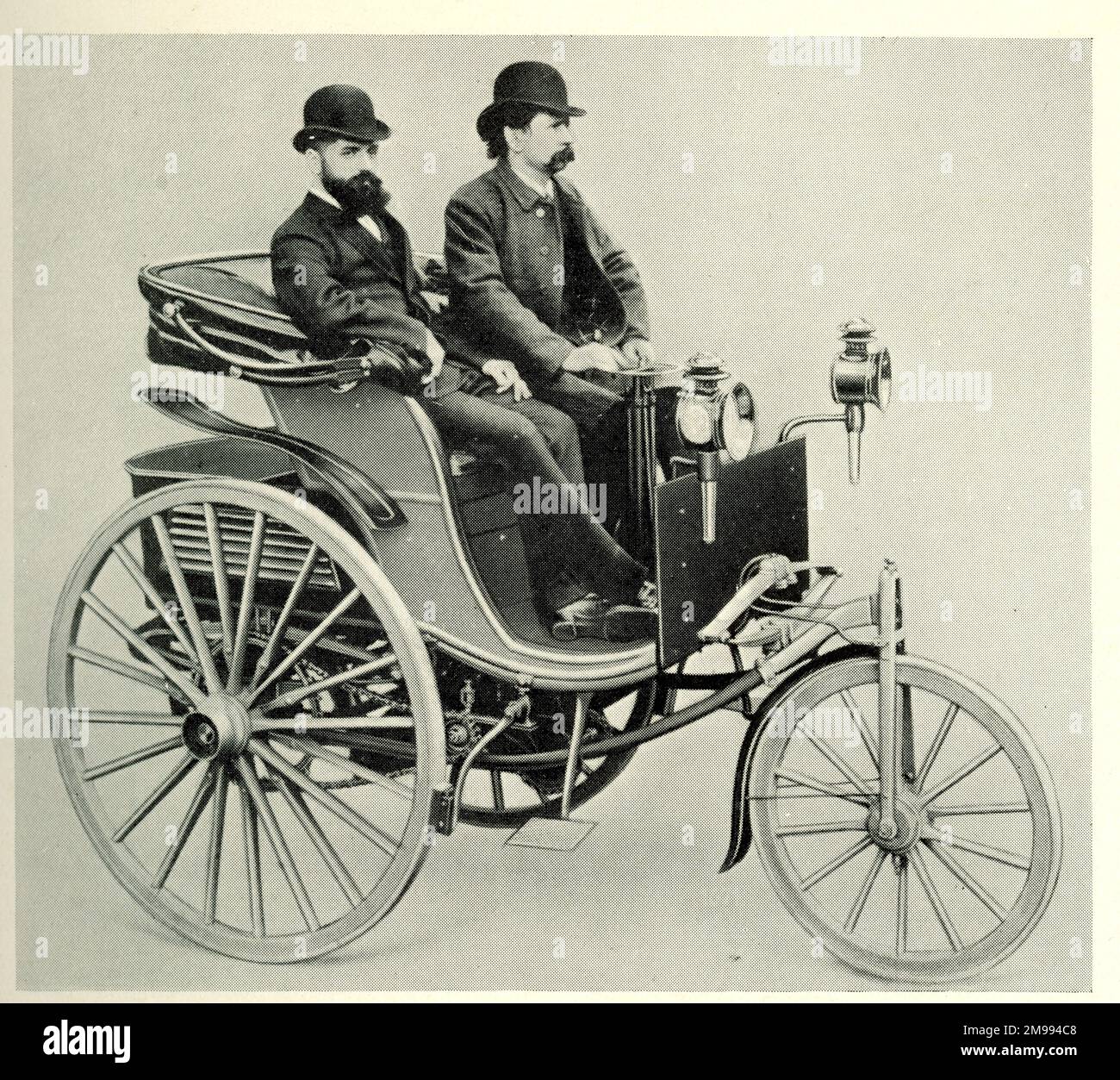 Voitures anciennes - troisième voiture de Benz de 1888 avec conduite de Benz. Banque D'Images