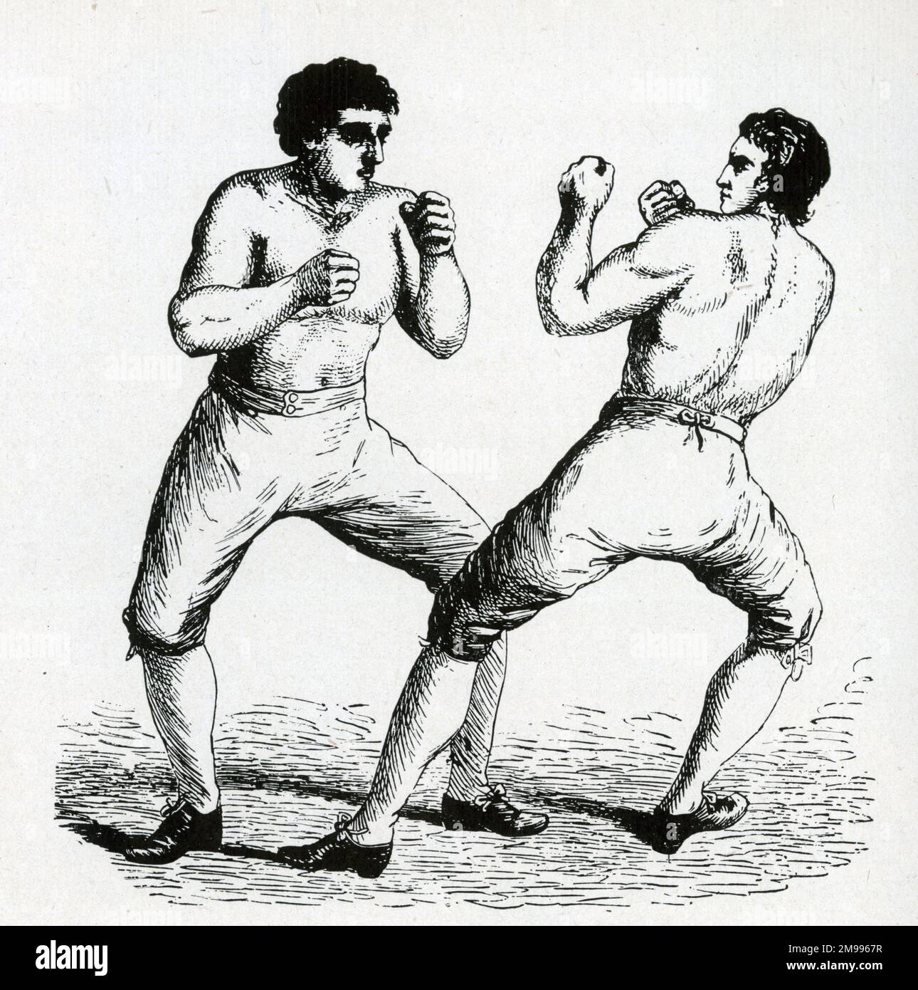 Daniel Mendoza et Richard Humphries dans un match de boxe. Banque D'Images