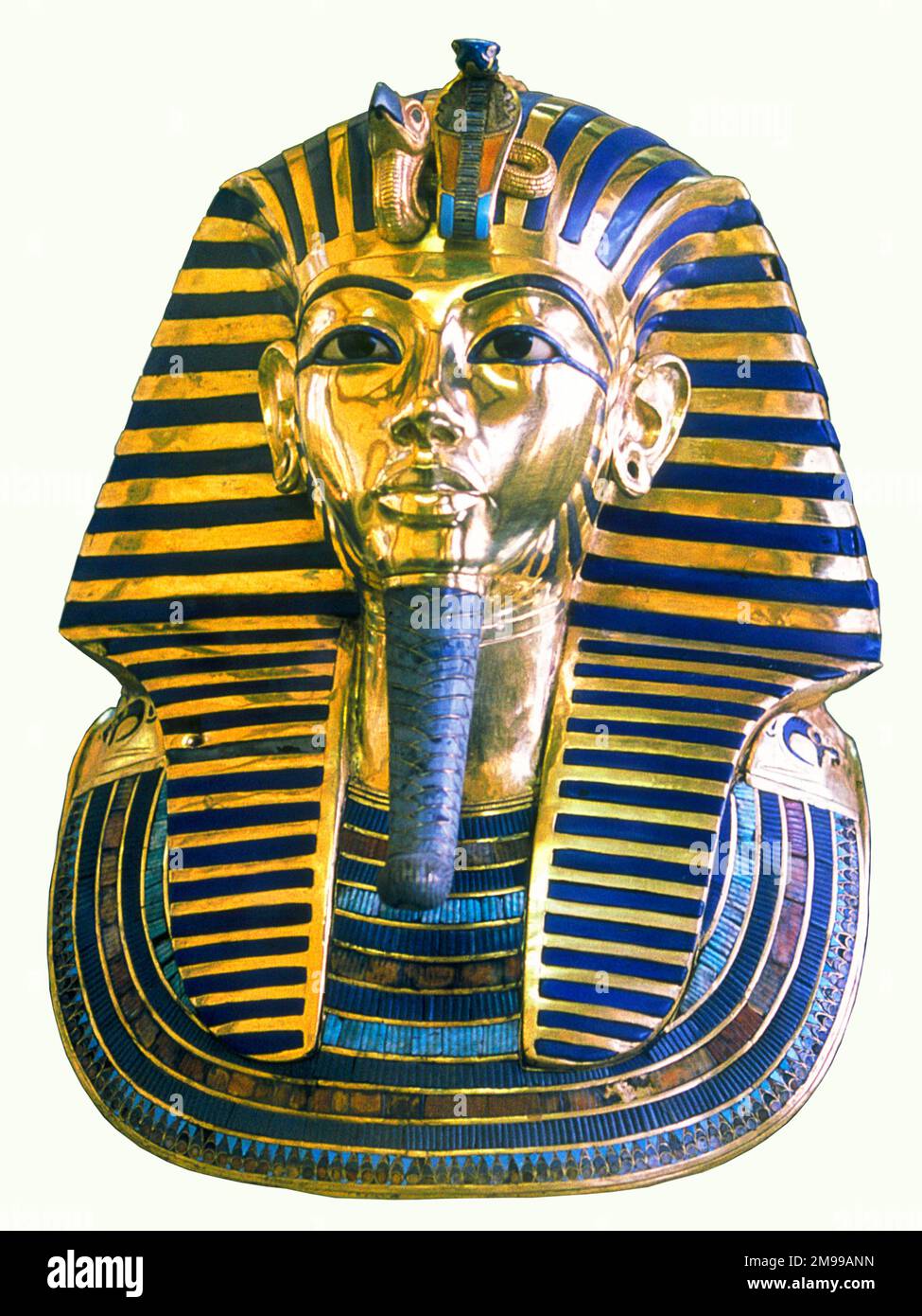 Le célèbre masque de Pharoah TOUTANKHAMUN, dirigeant de la dynastie 18th de l'Égypte 1361 - 1352 av. J.-C., (Musée égyptien, le Caire), fait d'or solide, avec le verre incrusté et le lapis lazuli. Banque D'Images