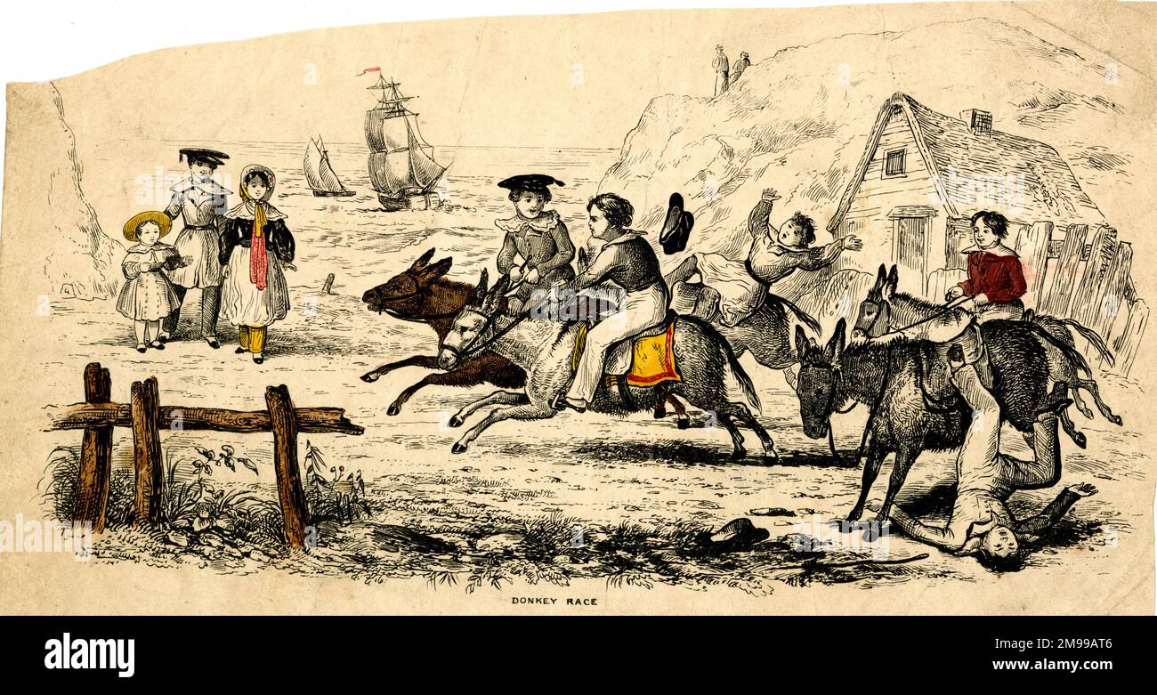 Course d'âne sur la plage. Banque D'Images