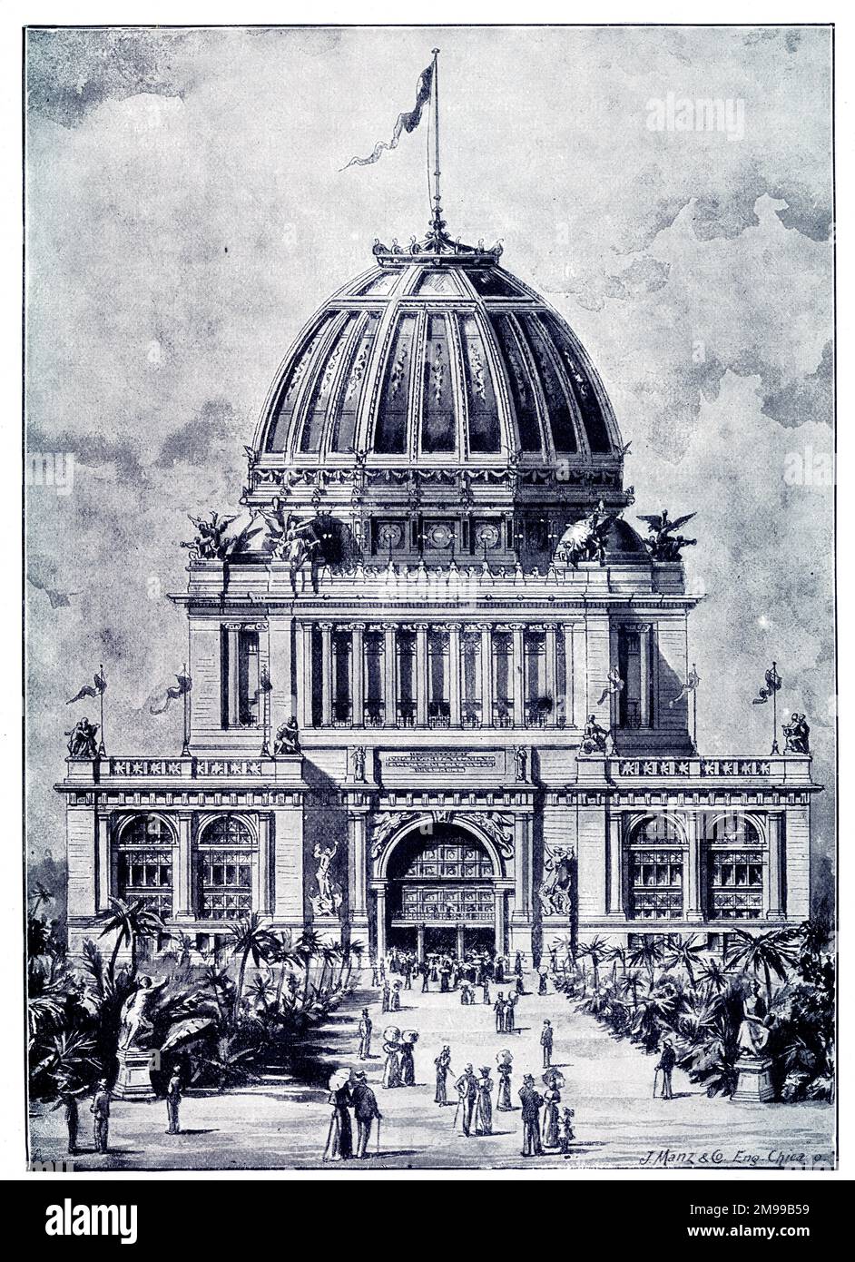 Bâtiment administratif, exposition universelle, Chicago, États-Unis. Banque D'Images