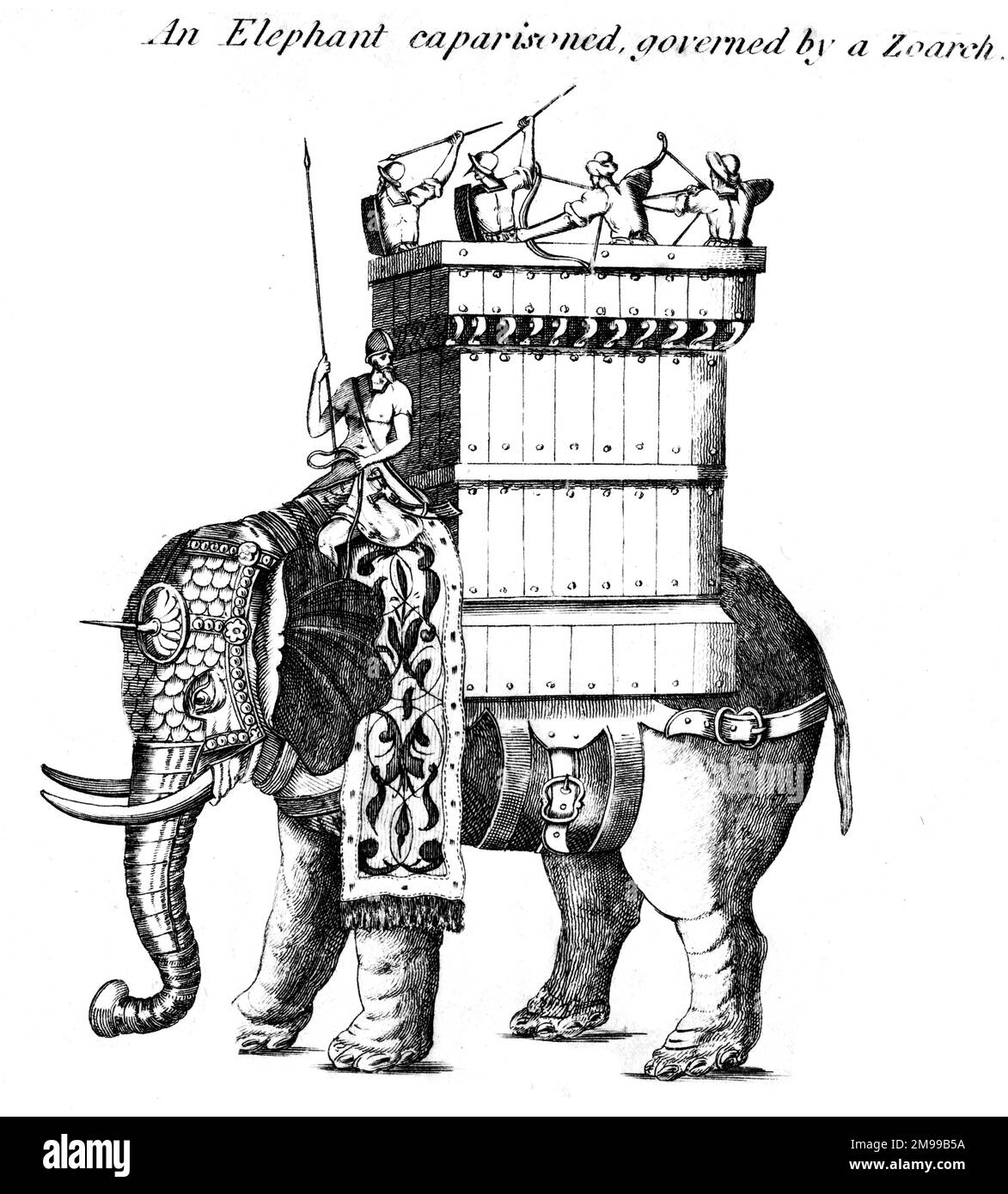 Un Eléphant, dirigé par un Zoarche (commandant). Banque D'Images