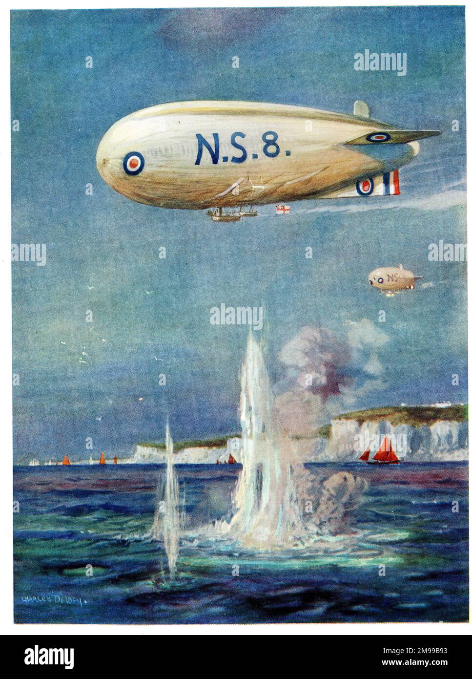Les navires de marine britanniques se sont enragés pour des embarcations sous-marines, première Guerre mondiale. Banque D'Images