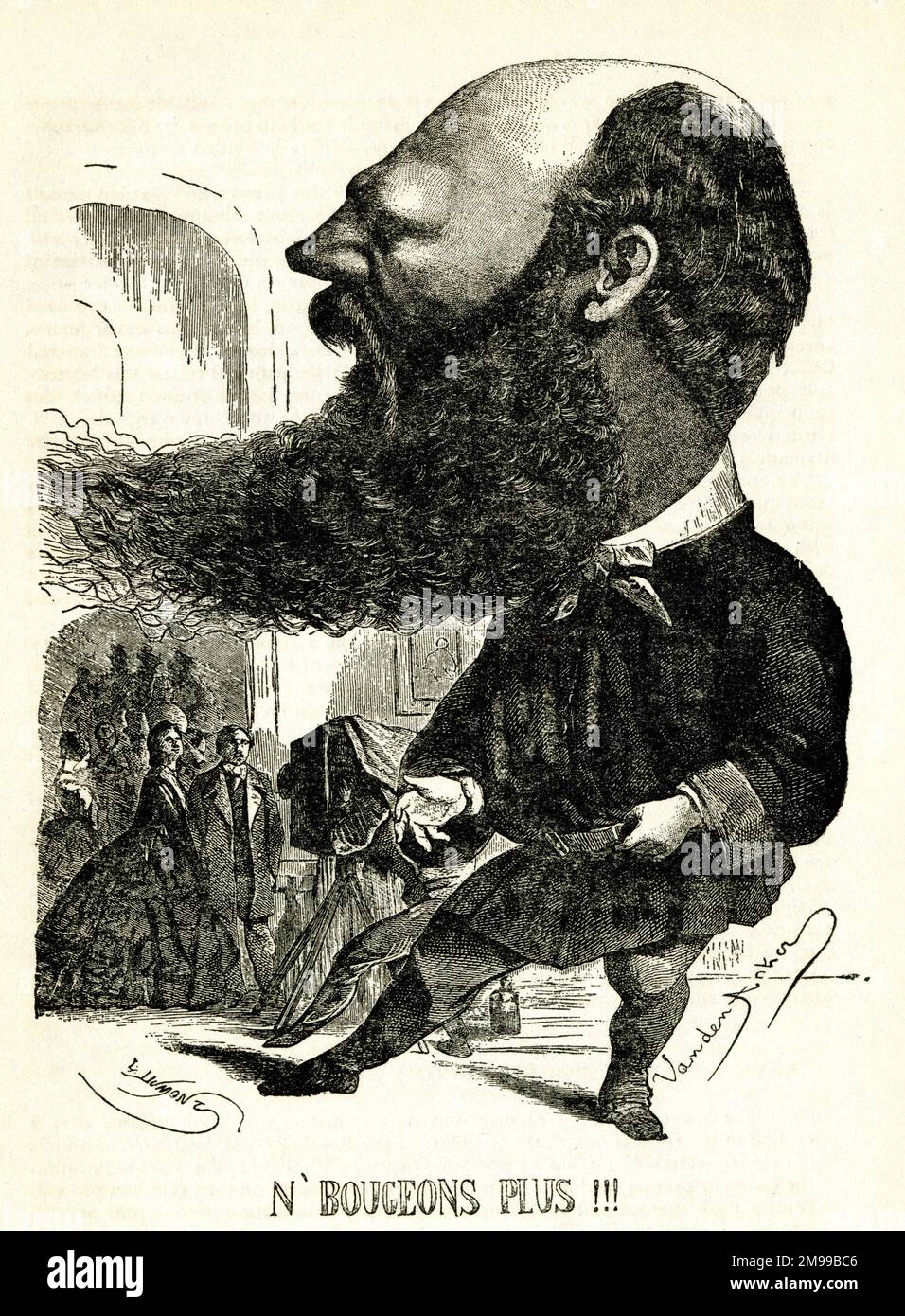 Caricature d'Andre-Adolphe-Eugene Disderi (1819-1889), photographe français. Banque D'Images