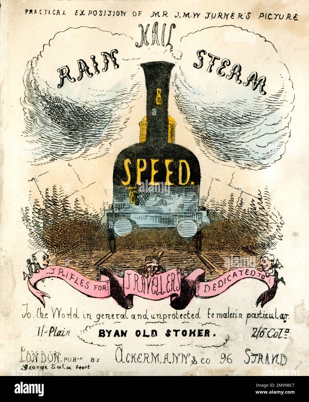 Page de titre, Hail, Rain, Steam and Speed par an Old Stoker - une satire sur la peinture de JMW Turner du même nom. Banque D'Images