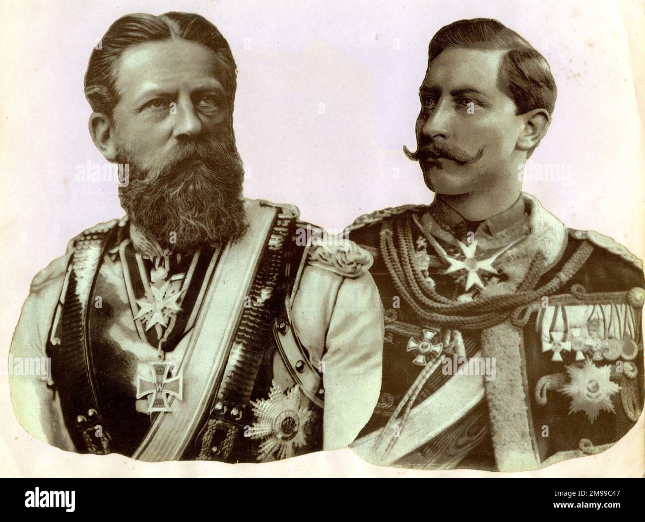 Frédéric III, empereur allemand et roi de Prusse (1831-1888), avec son fils, Kaiser Guillaume II (1859-1941). Banque D'Images