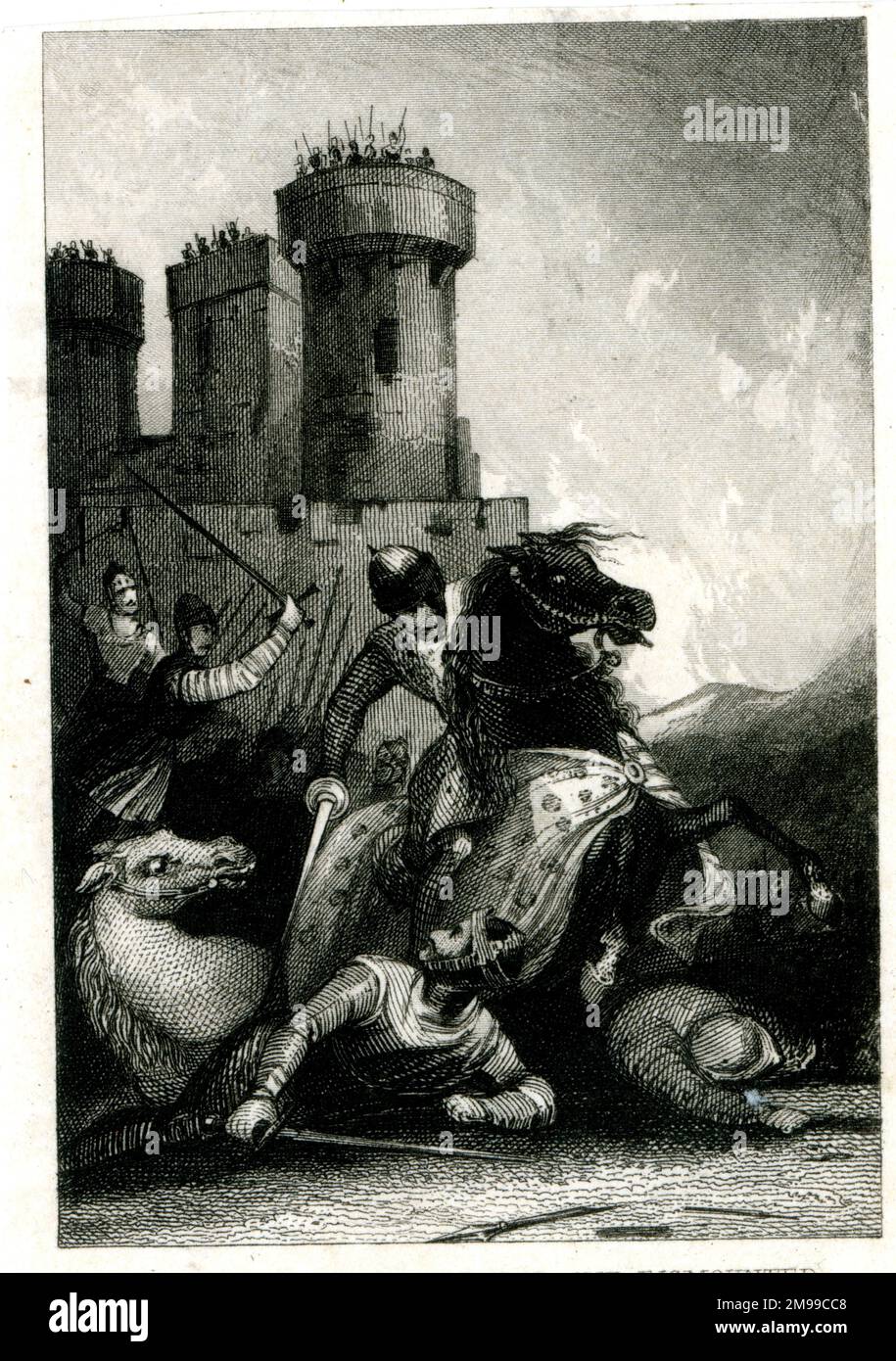 Le roi Guillaume I (le Conquérant, v.1028-1087) a été blessé et démonté au combat par son fils aîné Robert, avec qui il avait un quarrel. Banque D'Images