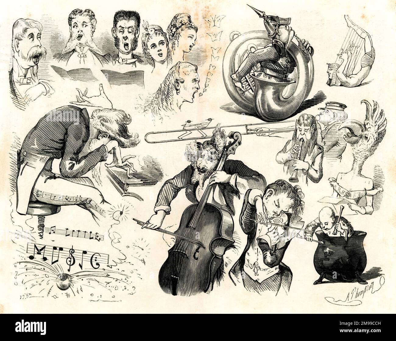 Caricature, Un peu de musique. Banque D'Images