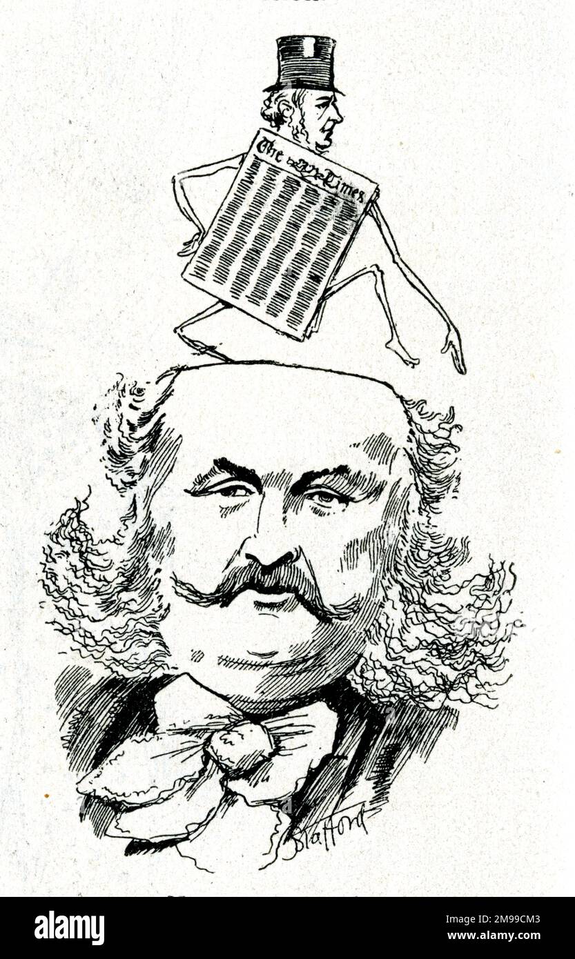 Caricature, Henri Georges Stephane Adolphe Opper de Blowitz (1825-1903), correspondant du Times à Paris et journaliste de Bohême. Banque D'Images