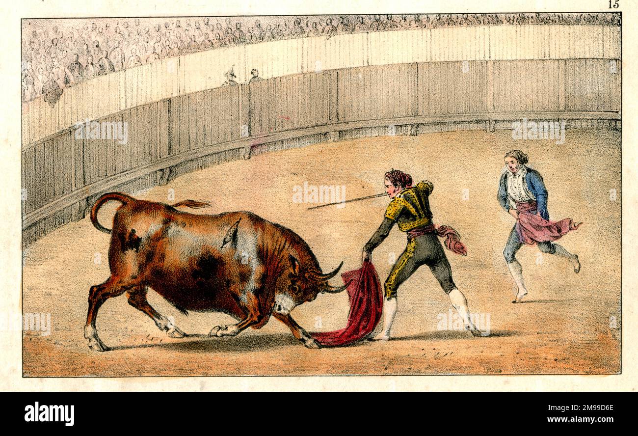Corrida espagnole - 15 - poussée d'épée. Banque D'Images