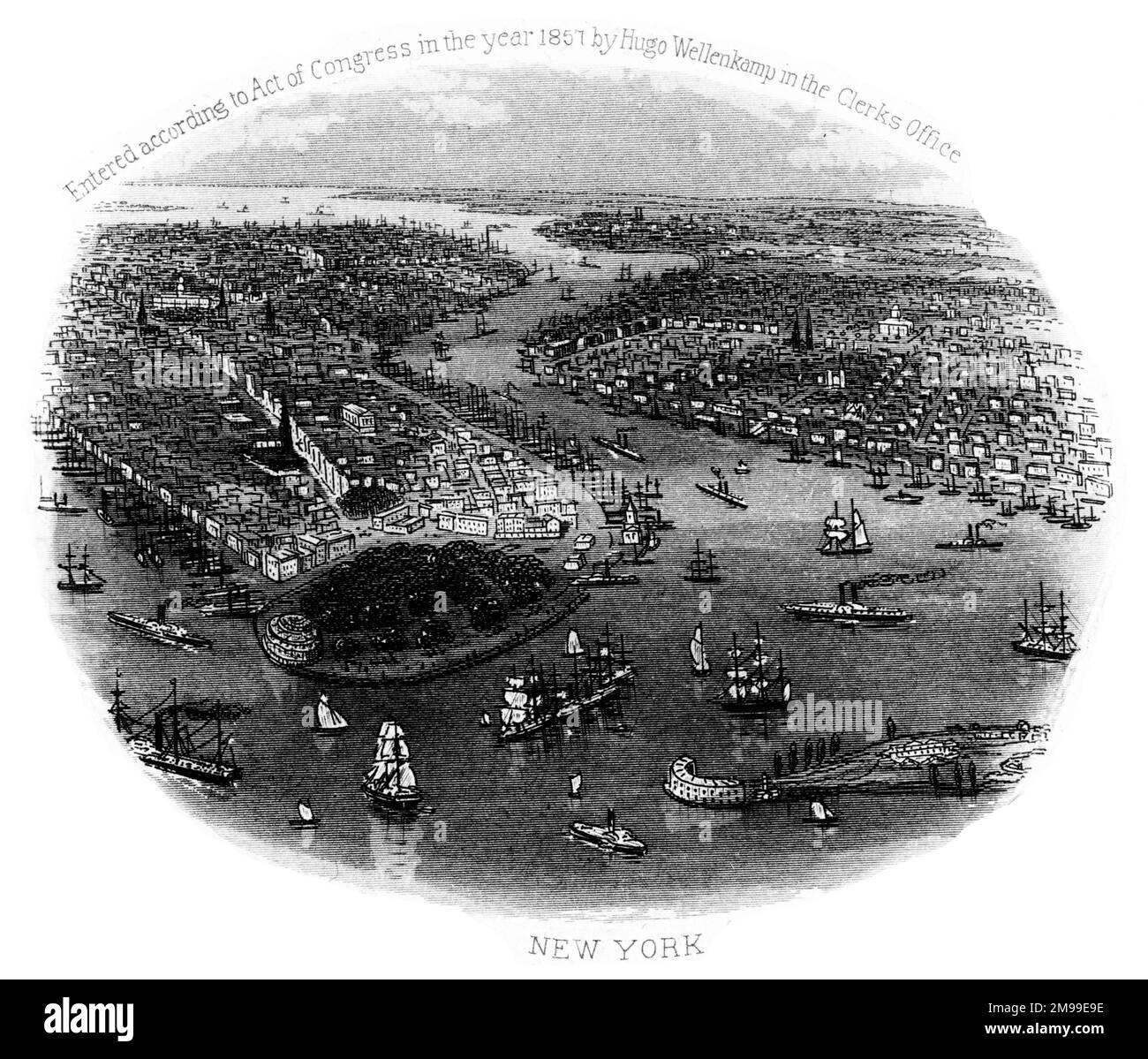 Vue aérienne depuis un ballon, New York City, États-Unis. Banque D'Images