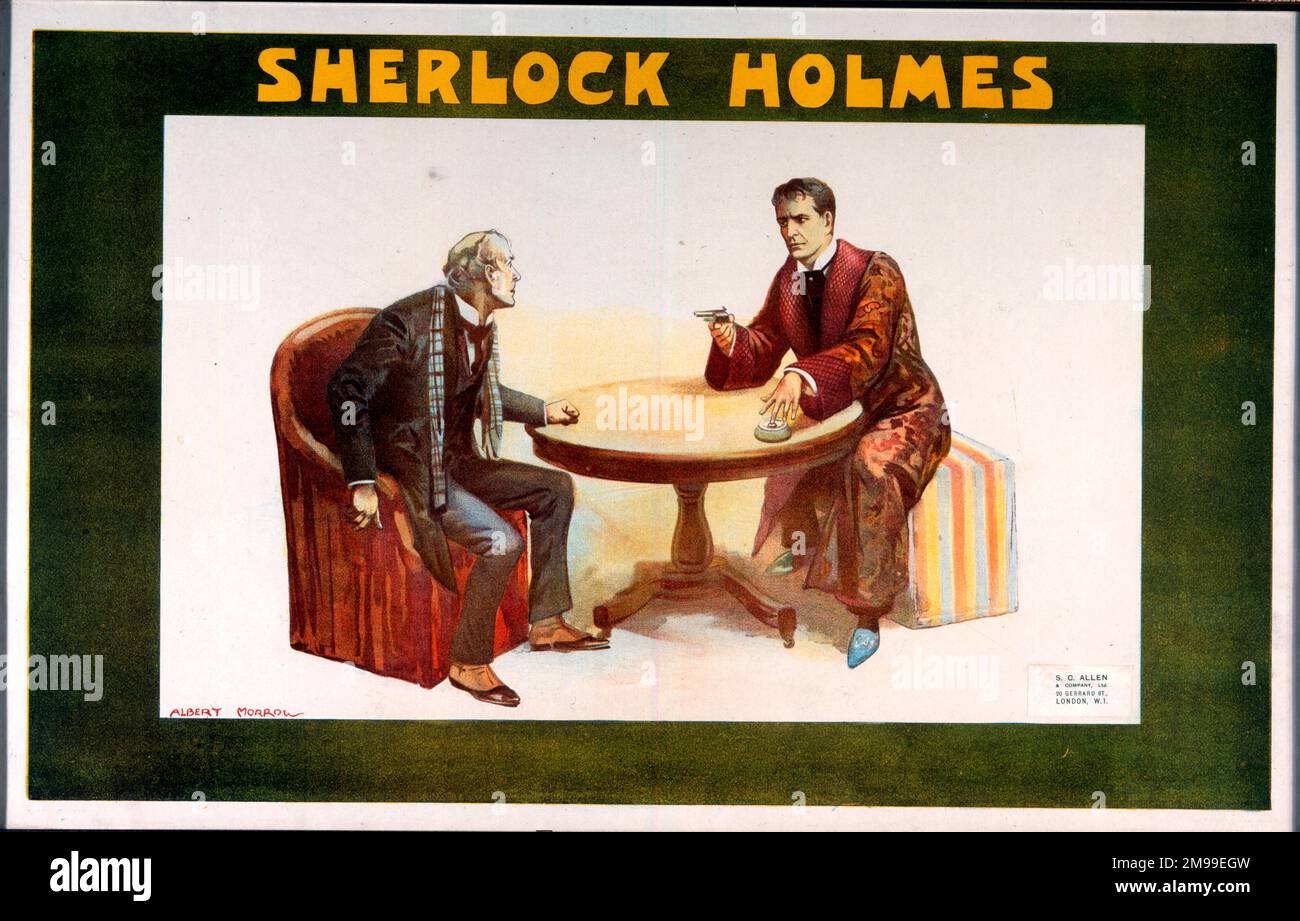 Affiche de théâtre, William Gillette comme Sherlock Holmes. Banque D'Images