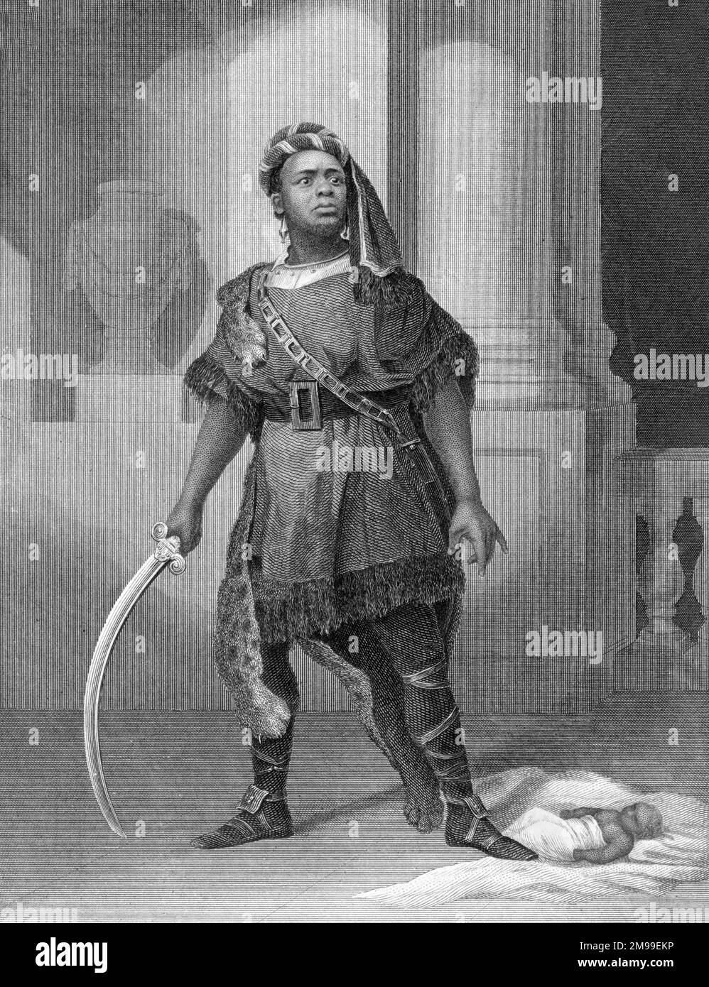 Ira Aldridge. Portrait de l'acteur britannique d'origine américaine, Iras Frederick Aldridge (1807-1867) comme Aaron dans Titus Andronicus, gravure c. 1852 Banque D'Images