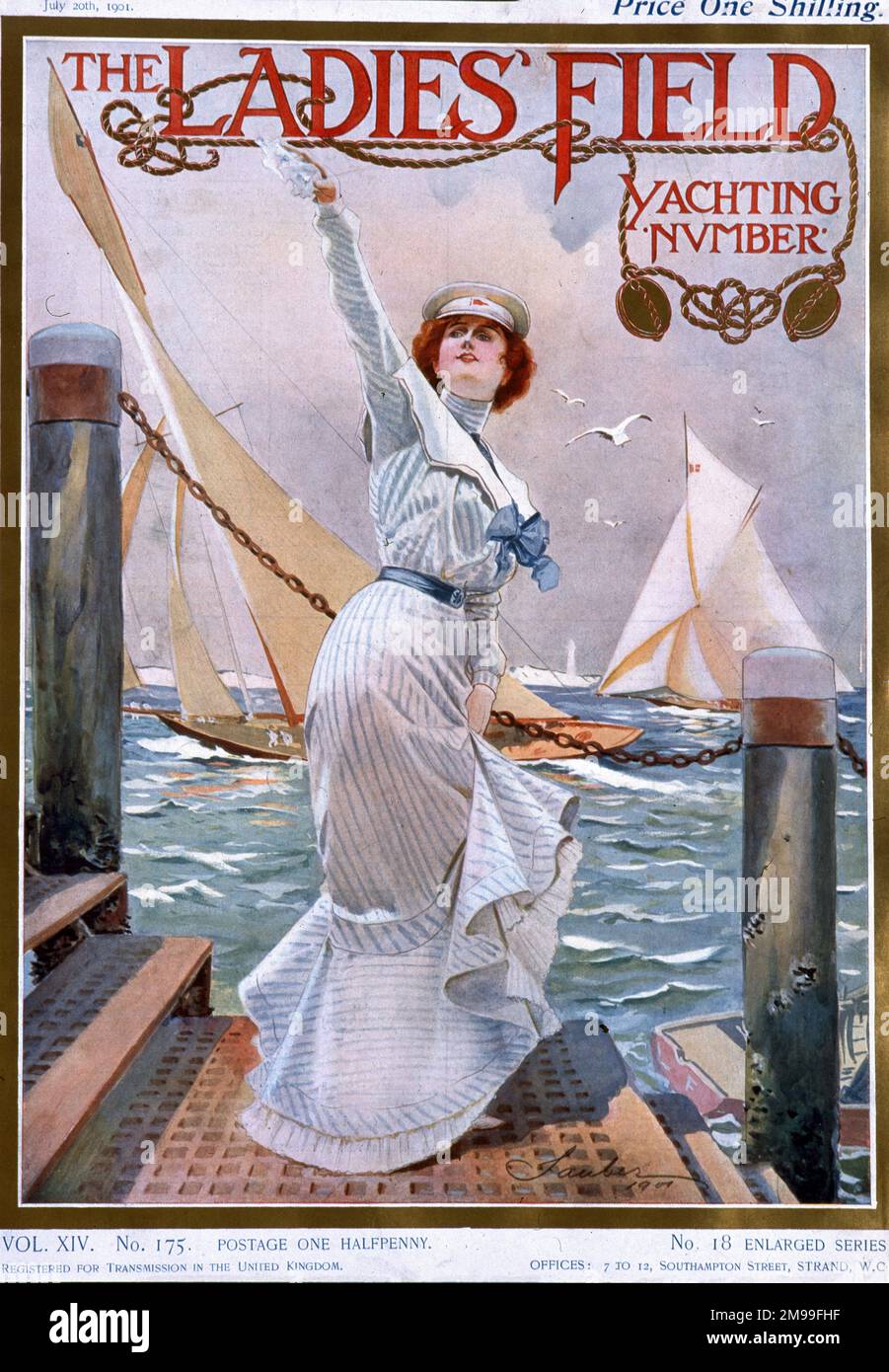 Couverture, le magazine Ladies' Field, numéro de Yachting 1901. Banque D'Images