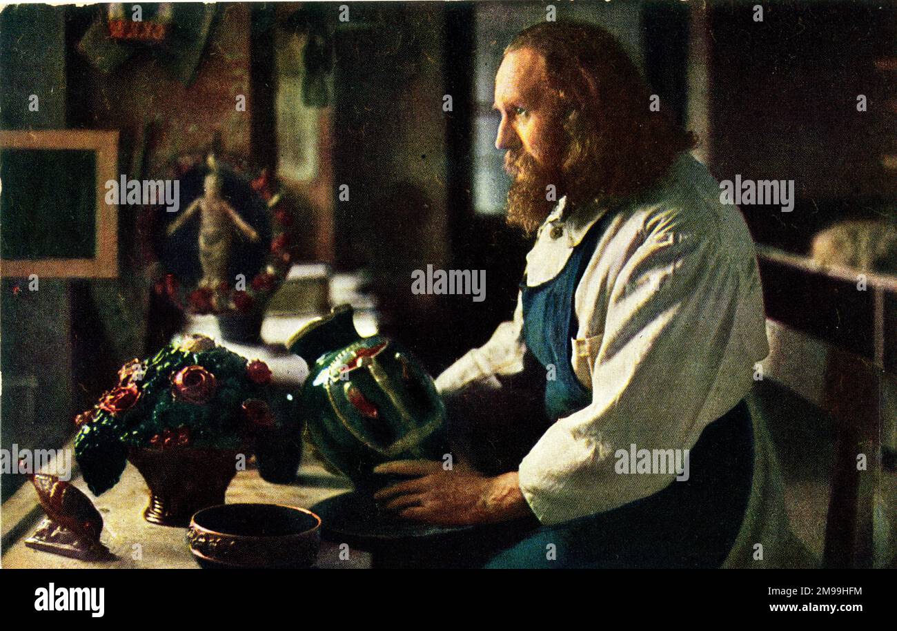 Anton Lang (1875-1938), acteur allemand, dans son atelier de poterie. Il a travaillé comme potier, et a joué comme acteur dans les jeux de passion d'Oberammergau, jouant le rôle de Jésus-Christ en 1900, 1910 et 1922. Banque D'Images