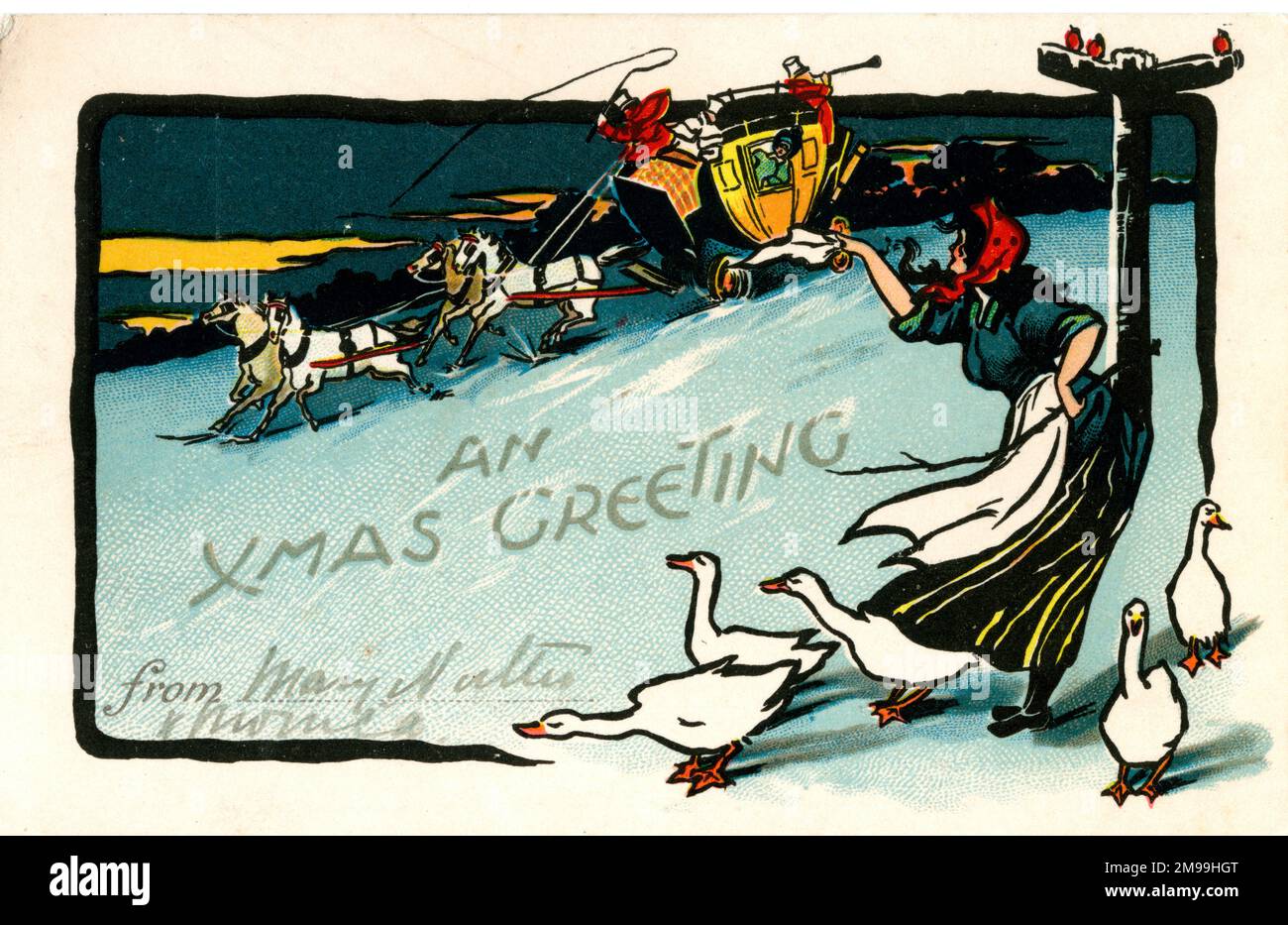 Carte postale de Noël. Banque D'Images
