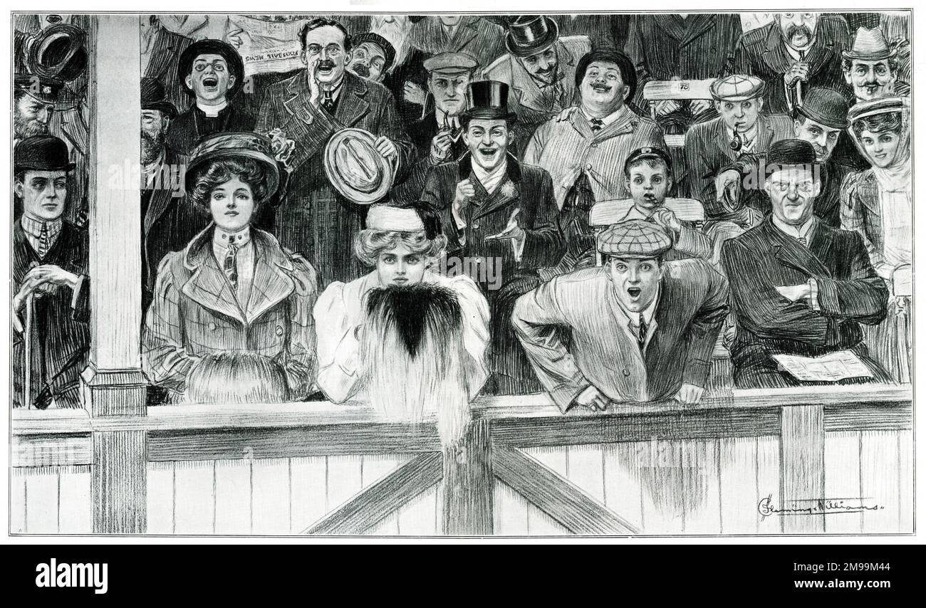 The Spell of football - les spectateurs se sont engarés dans le jeu. Banque D'Images