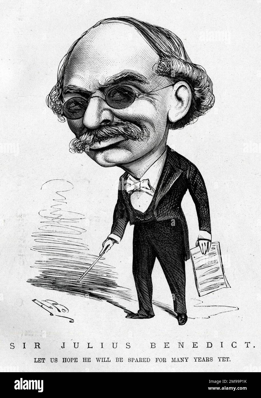 Caricature, Sir Julius Benedict, compositeur et chef d'orchestre d'origine allemande - espérons qu'il sera encore épargné pendant de nombreuses années. Banque D'Images