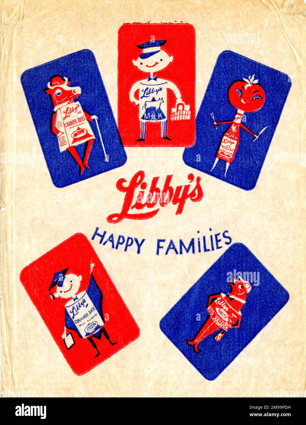 Libby's Happy Families Card Game, sac en papier à l'avant. Banque D'Images