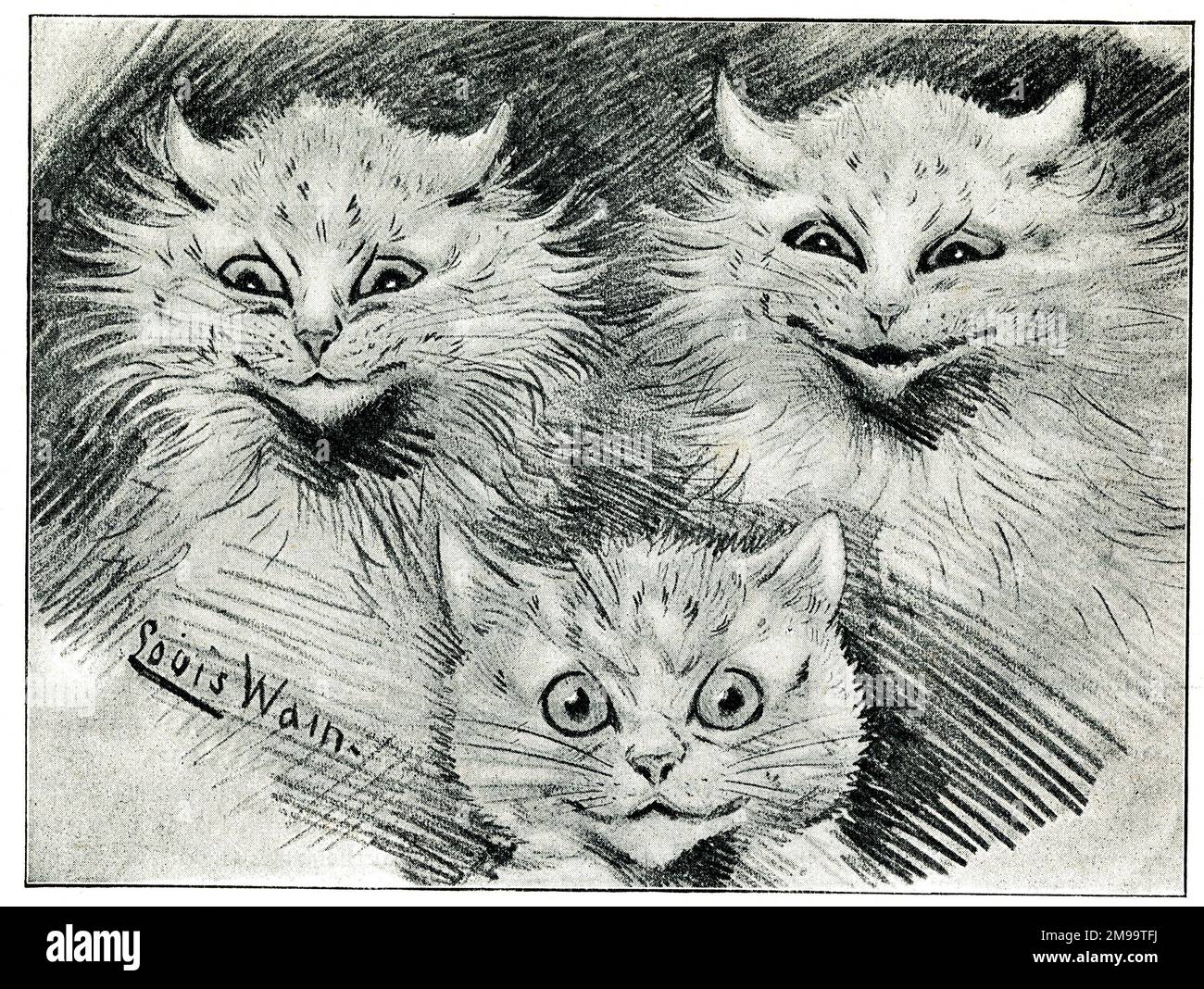 Trio de chats - M. Louis Wain à la maison. Banque D'Images