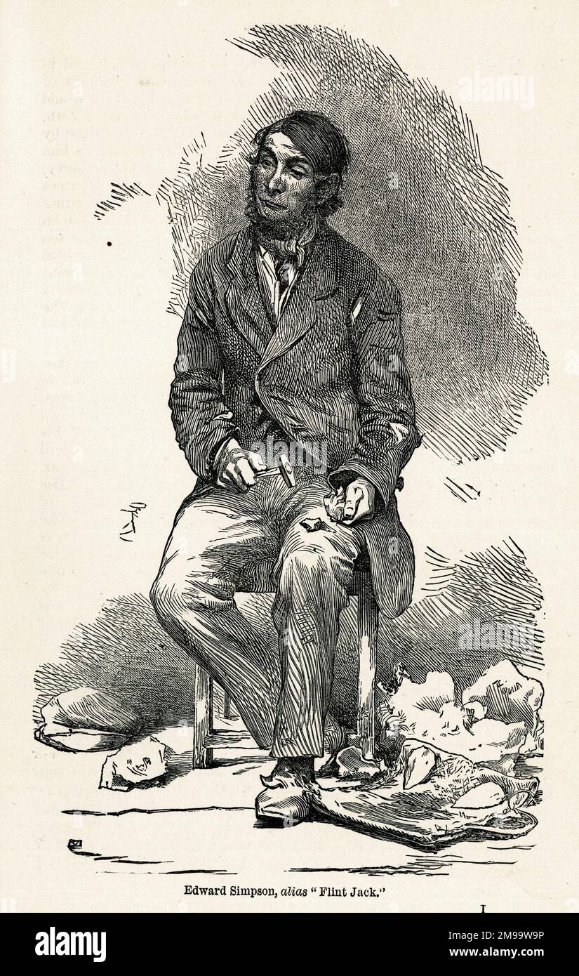 Edward Simpson, alias Flint Jack, forger archéologique d'outils de silex préhistoriques et de spécimens géologiques, pour lesquels il a passé du temps en prison. Banque D'Images