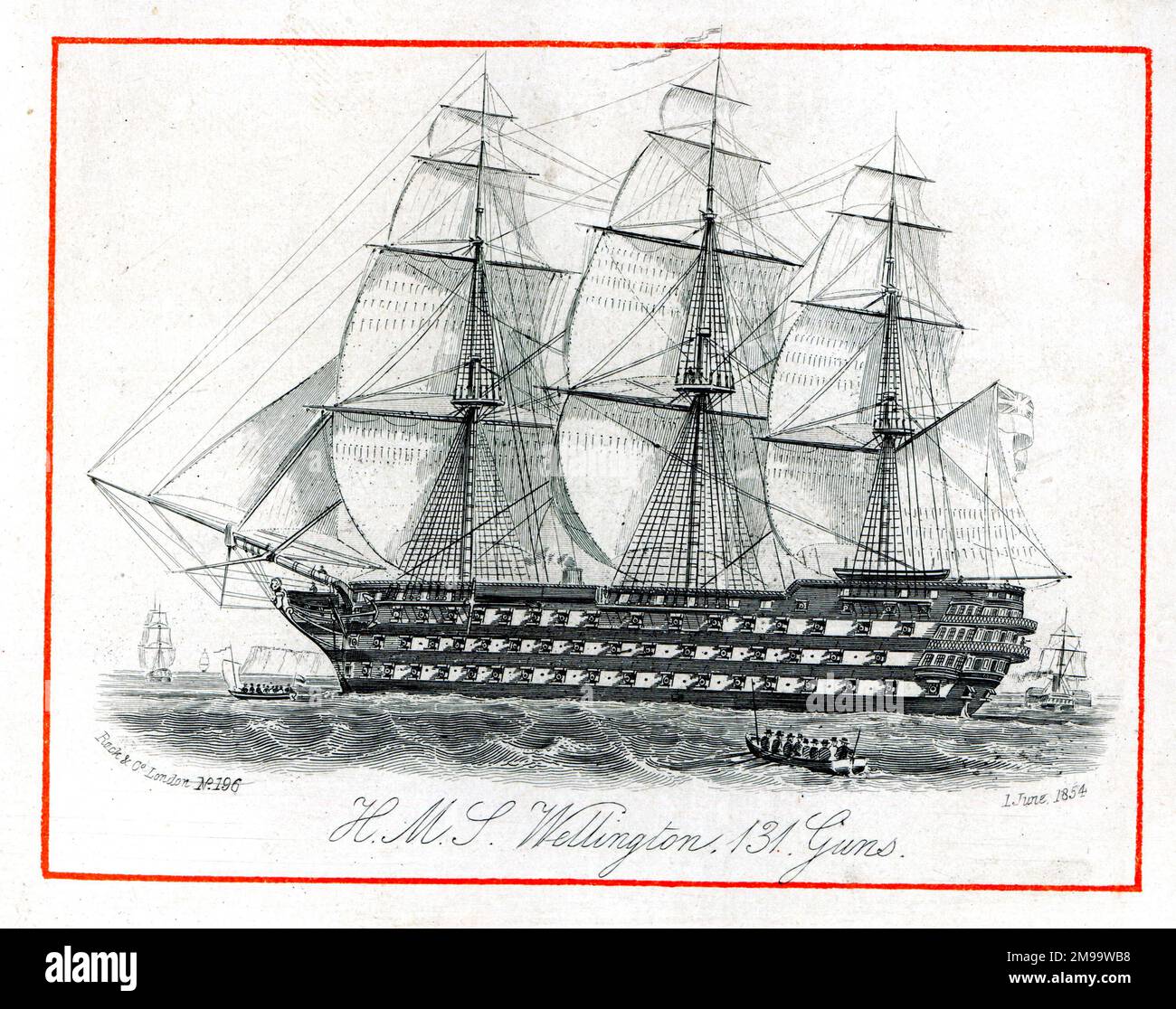 HMS Wellington, navire de la Marine royale avec 131 canons. Banque D'Images