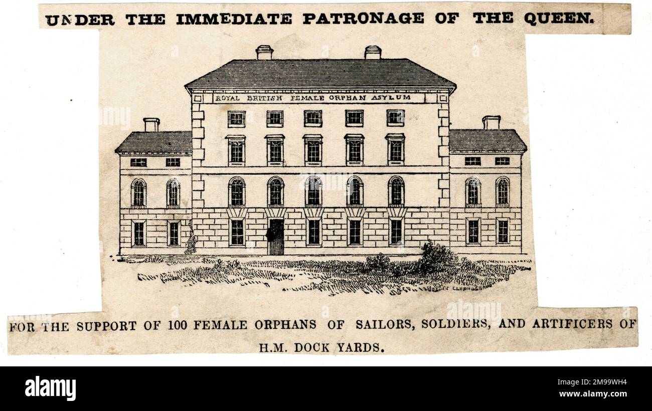 Asile d'orphelin royal britannique, Stoke Damerel, Devonport, Plymouth, Devon. Sous le patronage immédiat de la Reine, pour le soutien de 100 femmes orphelines de marins, de soldats et d'artisans de HM Dockyards. Banque D'Images