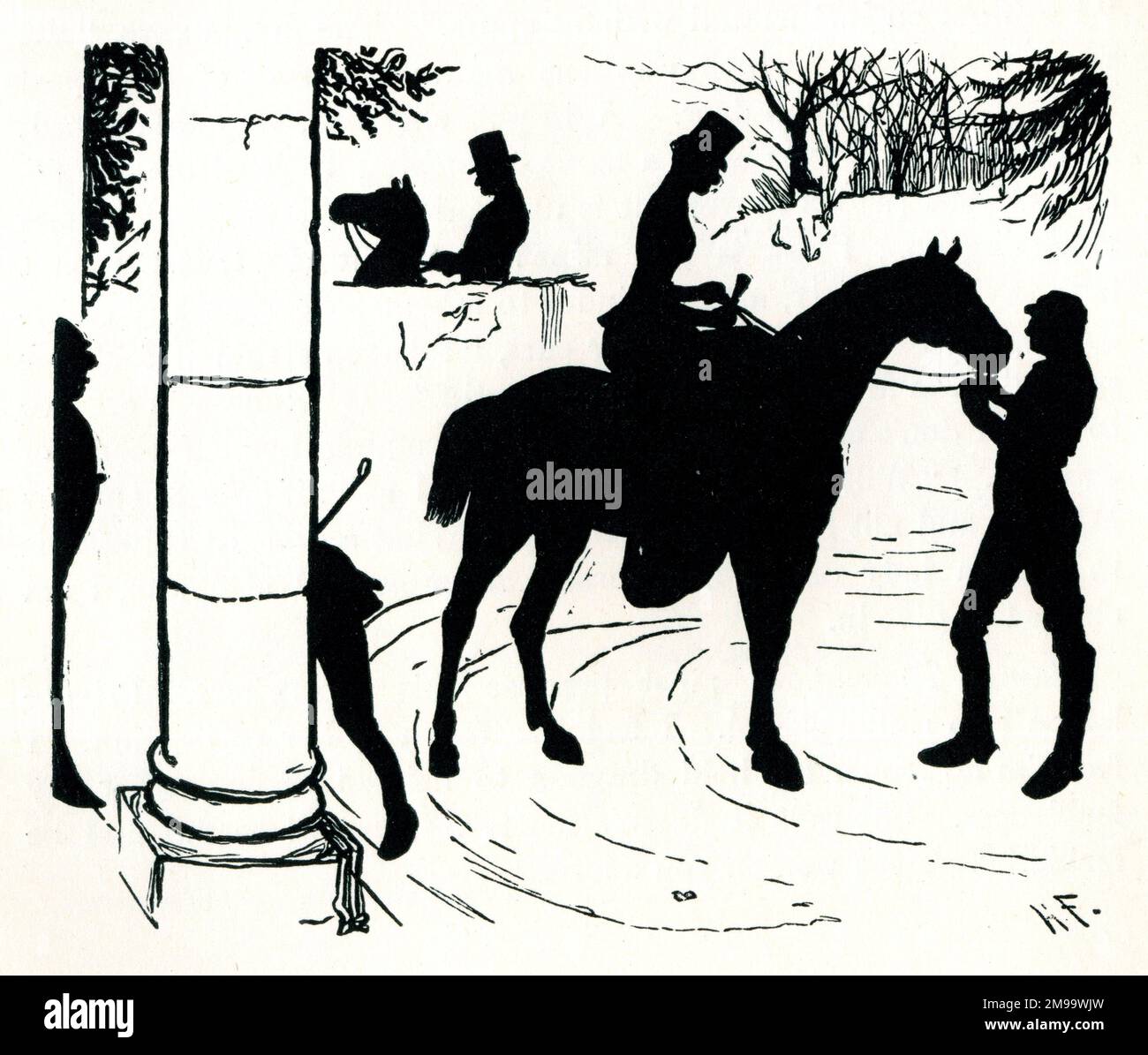 Silhouette, préparation de la chasse. Banque D'Images