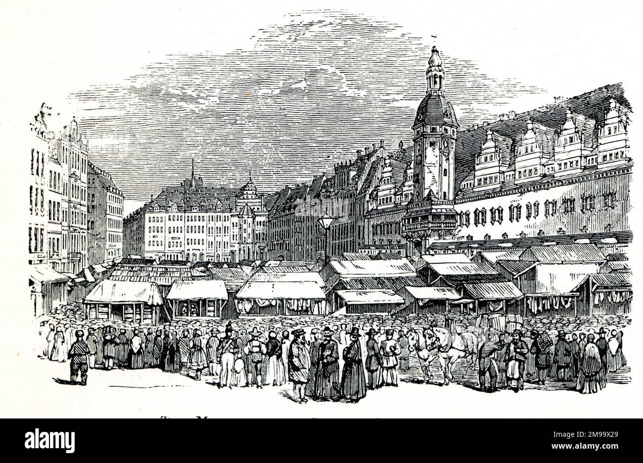 Salon sur la place du marché, Leipzig, Allemagne. Banque D'Images