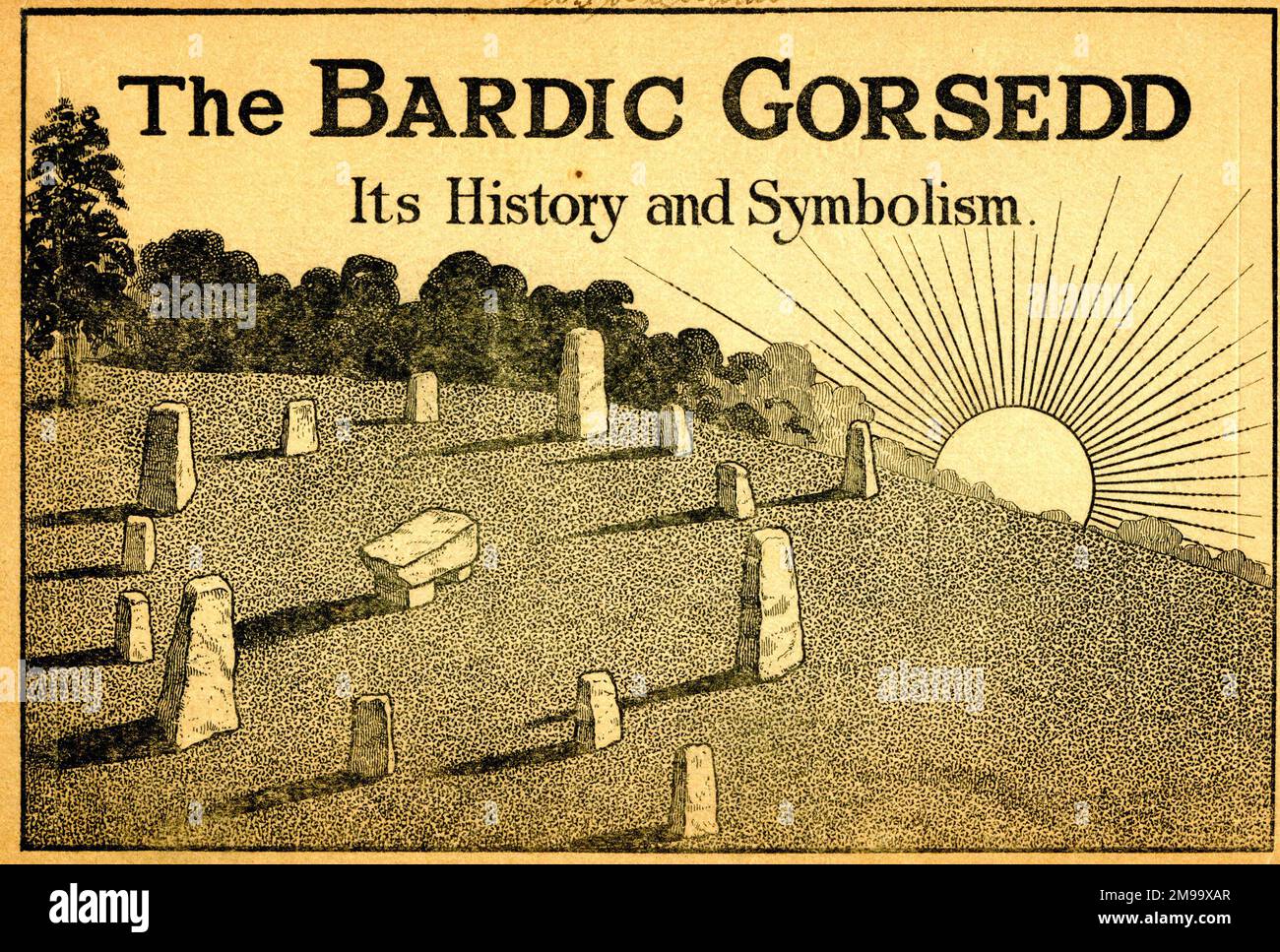 Le bardique Gorsedd, son histoire et son symbolisme -- cercle de pierres, érigé avant l'Eisteddfod nationale à Pontypool en 1923. Banque D'Images