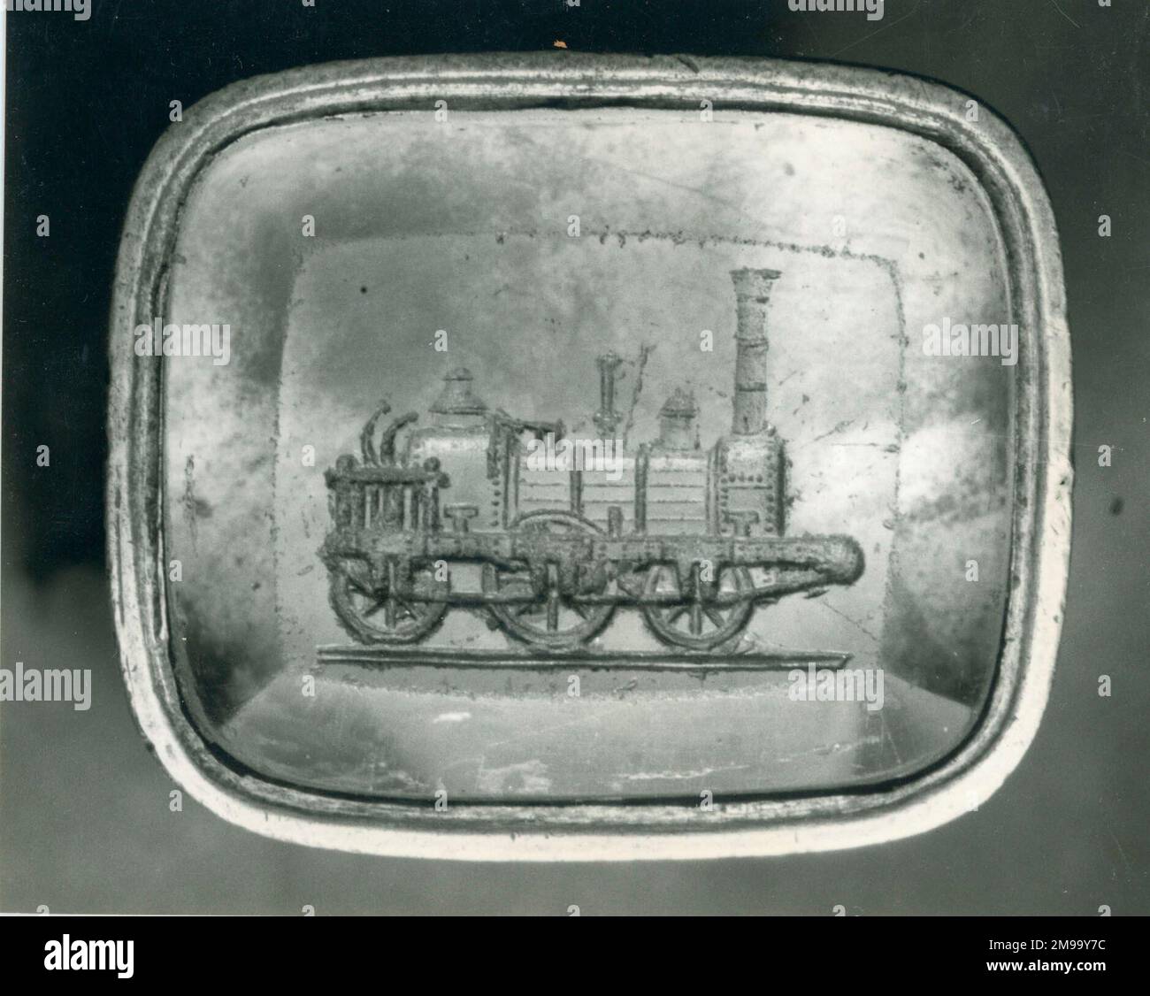 Sceau montrant une locomotive de Bedlington Works non identifiée, probablement par George Stephenson. Banque D'Images