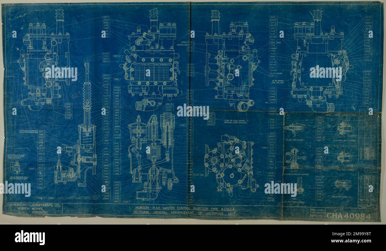 Hobson - injecteur de commande principal RAE de type B1/NS 4. Disposition générale en coupe de l'unité de dosage Banque D'Images
