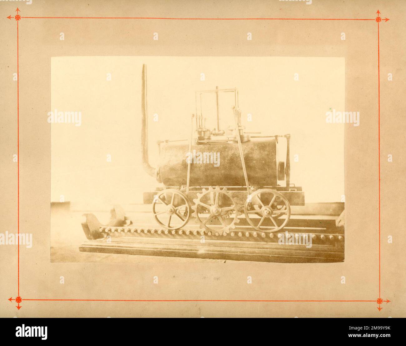 Modèle du moteur à crémaillère de John Blenkinsop. Une locomotive à vapeur propulsée par une roue dentée s'engageant dans une crémaillère sur l'une des rails. Figurant dans LE catalogue DES moteurs de locomotive DE RE Bleasdale, l'entrée 1282 a déclaré être la locomotive 1st à succès commercial. Prise pour Stephenson Centenary. Banque D'Images