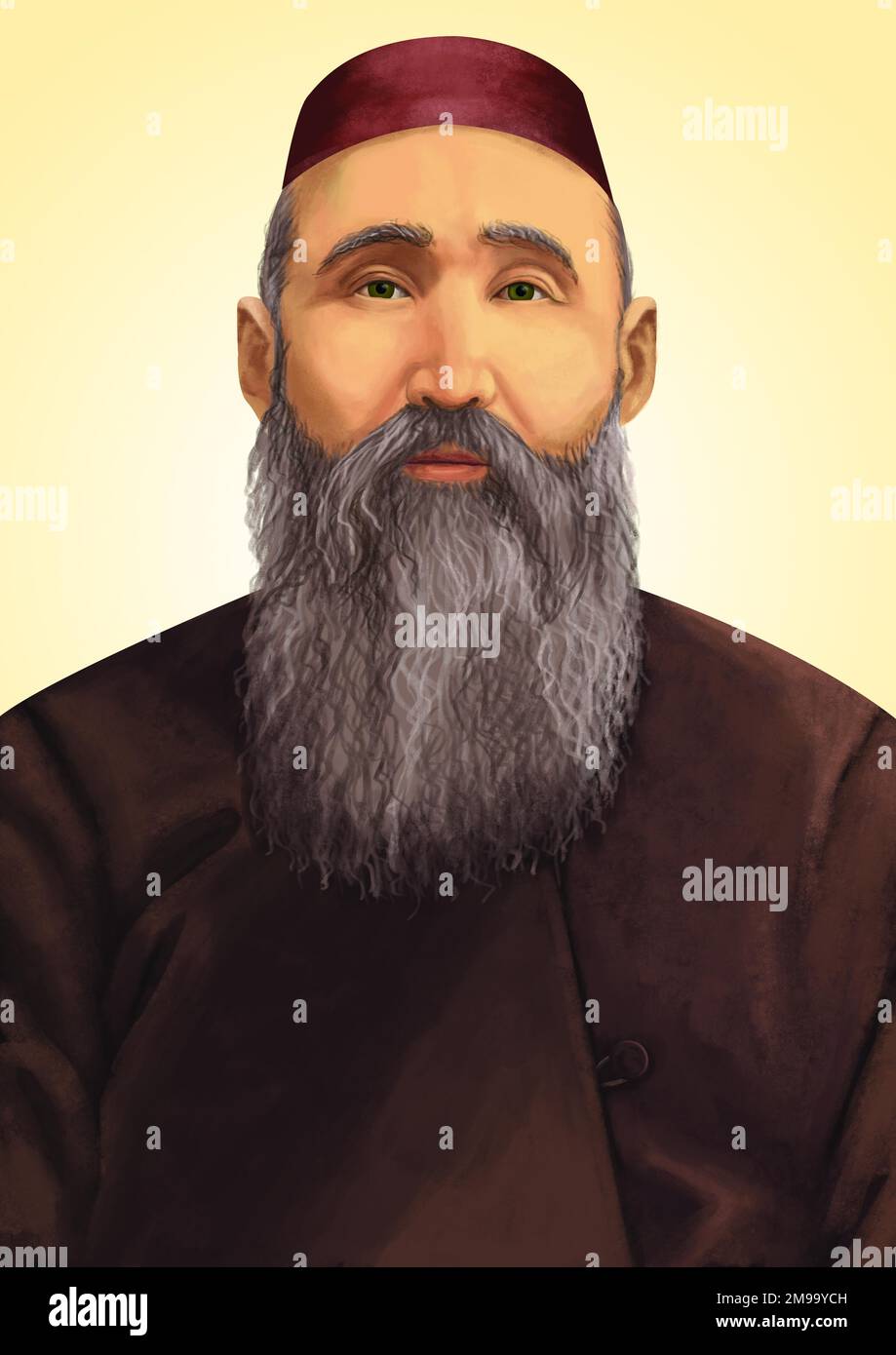 Shakarim Kudaiberdiyev (Shakarim ou Sahkarim Kudayberdyouly, 1858-1931), poète kazakh, écrivain, traducteur, compositeur, historien et philosophe. Banque D'Images