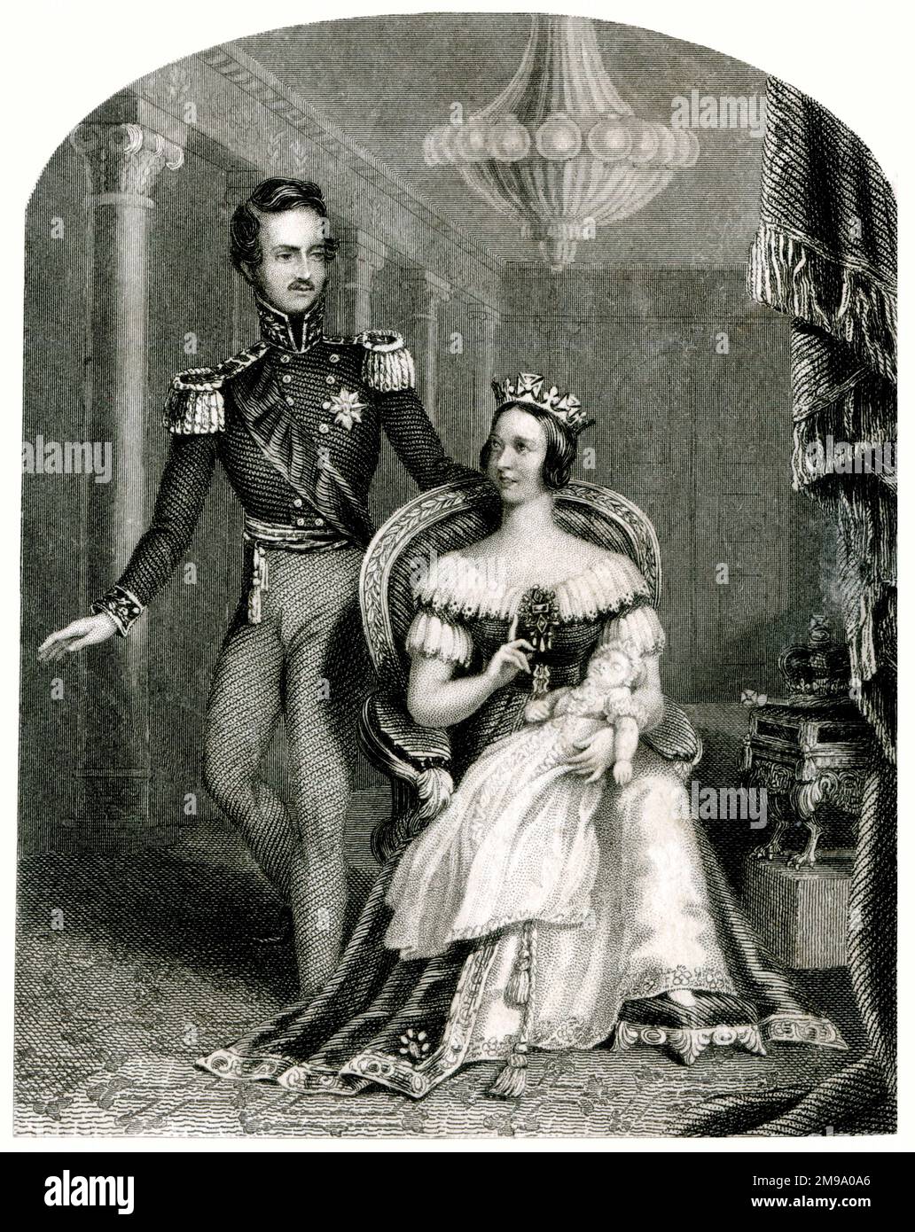 Queen Victoria et Prince Albert avec Baby Prince Edward 1841 Banque D'Images
