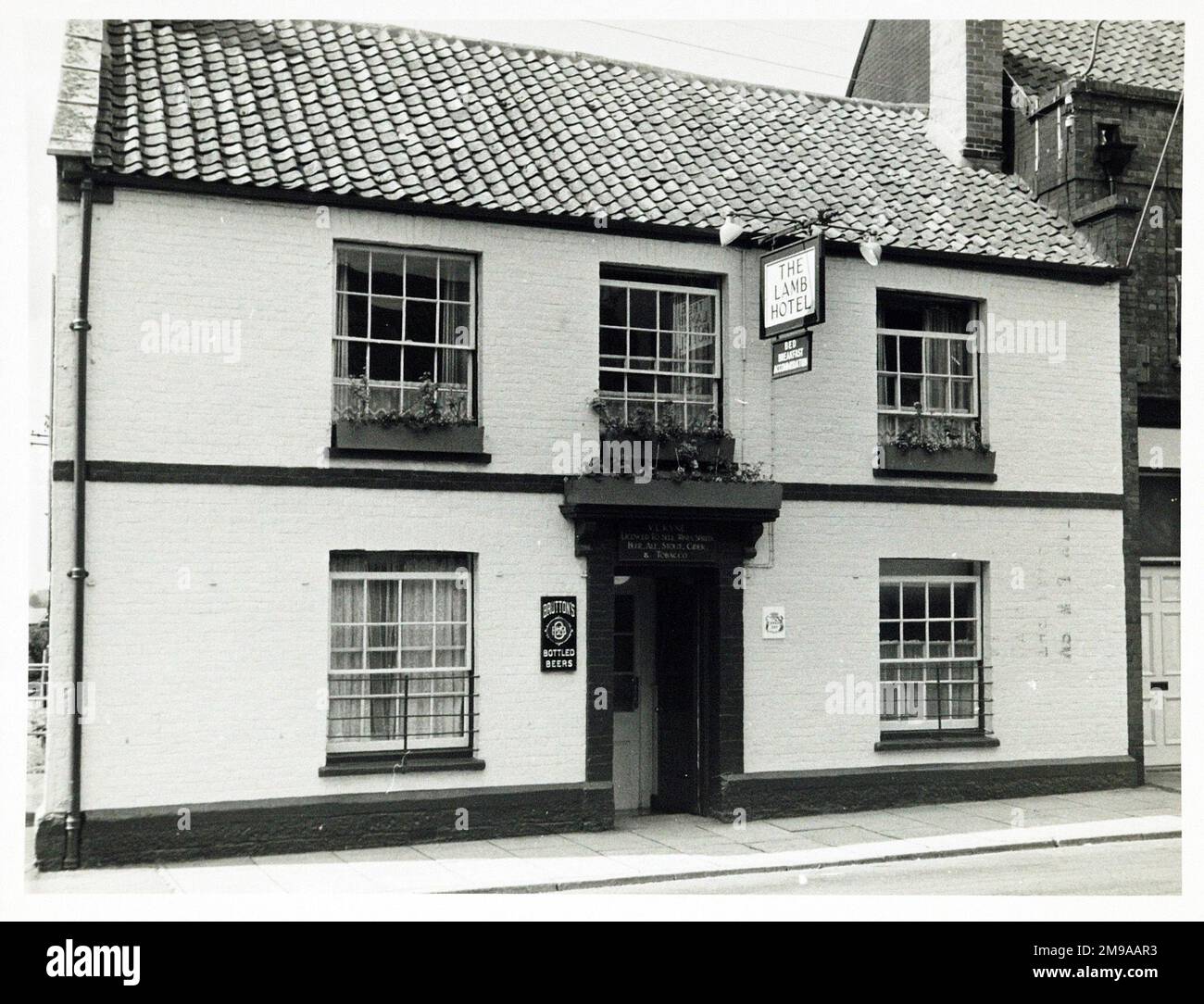 Photographie de Lamb Hotel, Glastonbury, Somerset. Le côté principal de l'imprimé (illustré ici) représente : face sur la vue du pub. Le verso de l'imprimé (disponible sur demande) détails: Publiican ID for the Lamb Hotel, Glastonbury, Somerset BA6 9JJ. En juillet 2018 . Renemaed qui a pensé . Brasserie Palmers Banque D'Images