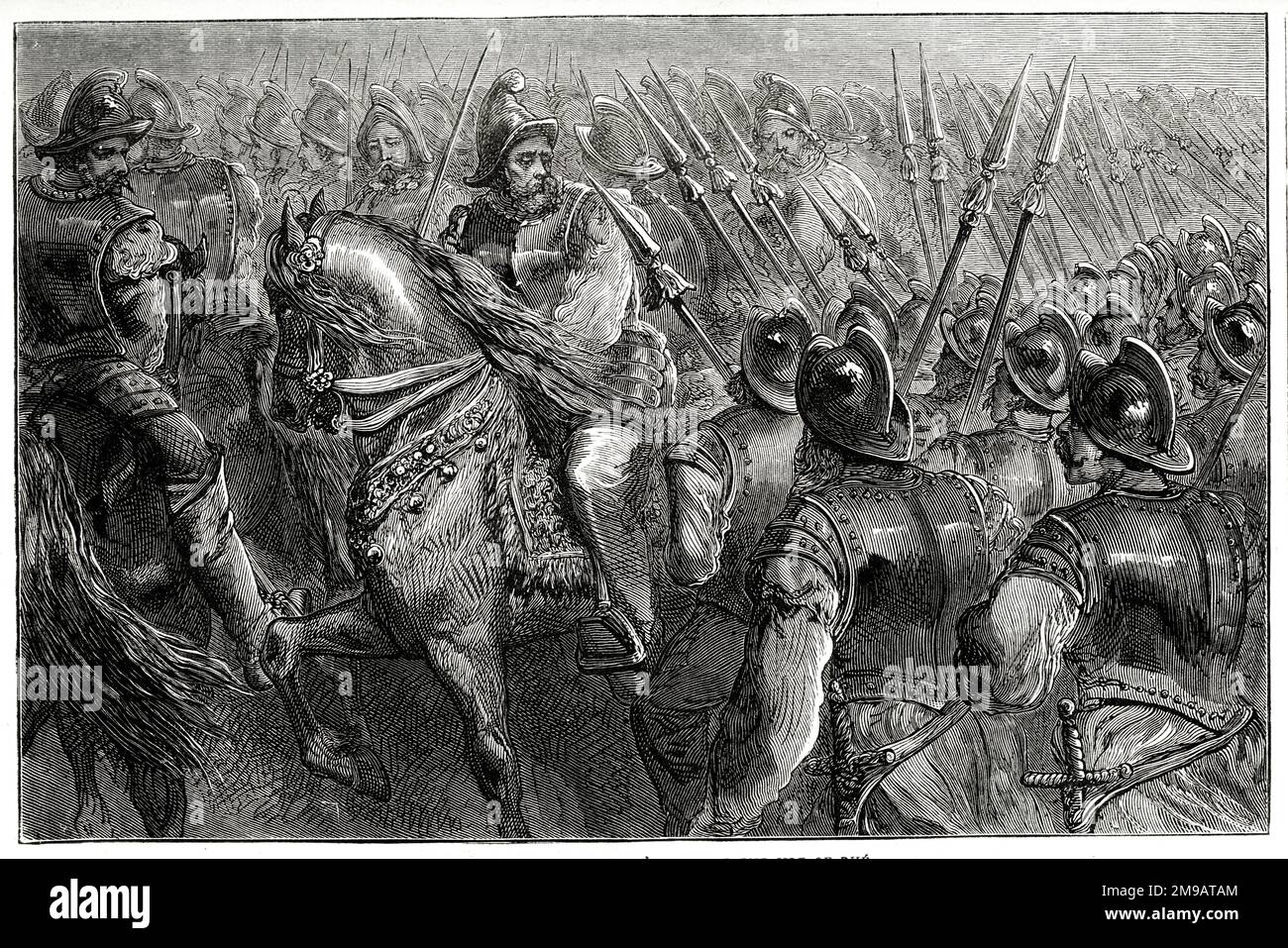 Le duc de Buckingham (George Villiers) et son armée sur l'île de Re, pendant le siège de Saint-Martin-de-Re, près de la Rochelle, France, 1627, faisant partie de la guerre anglo-française (1627-1629). Banque D'Images
