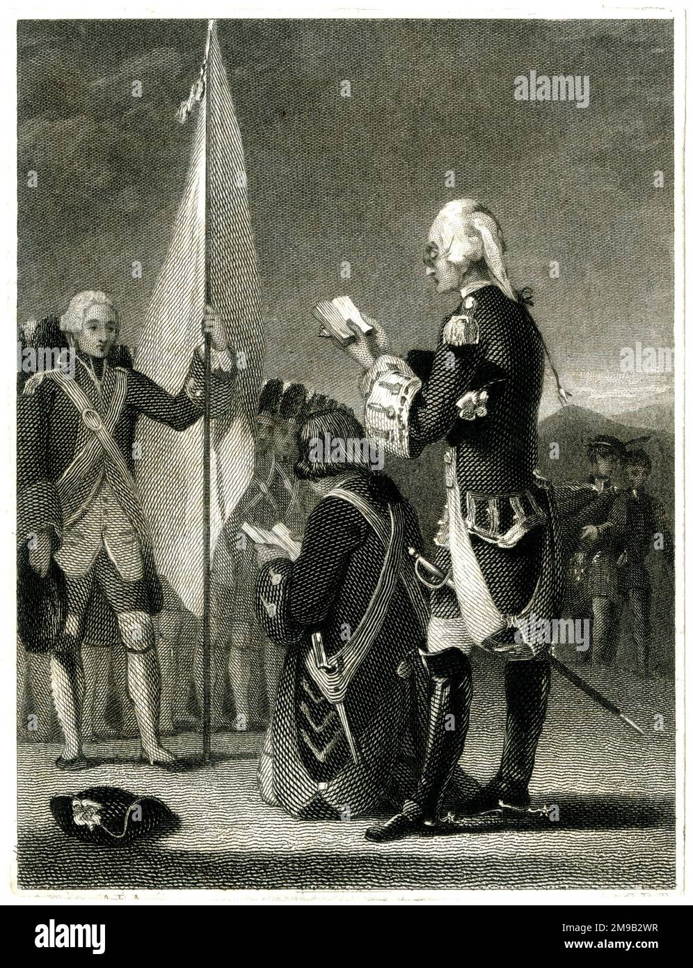 Service du soir, veille de la bataille de Prestonpan, 1745 Banque D'Images