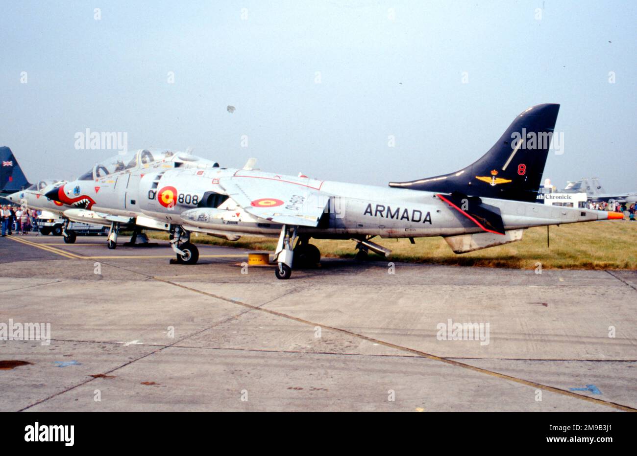 Armada Espanola - Hawker Siddeley TAV-8S Matador 01-808 (msn 212030, ex BU 159564), d'Escuadrilla 008, à la RAF Fairford en juillet 1994 pour le Royal International Air Tattoo. . (Armada Espanola - Marine espagnole) Banque D'Images