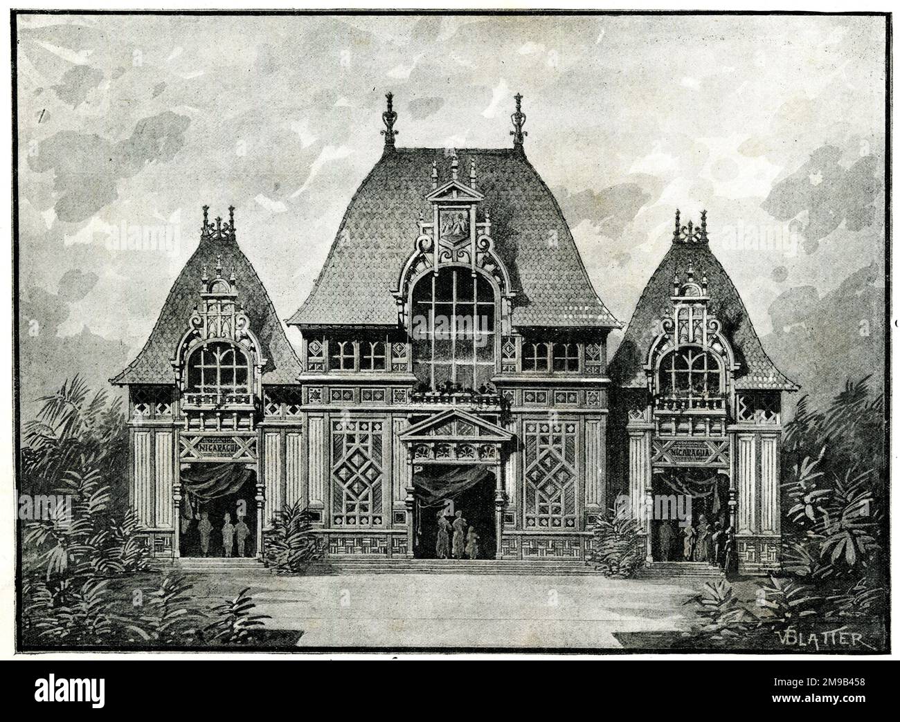 Pavillon du Nicaragua, exposition universelle de Paris, 1889 Banque D'Images Pavillon du Nicaragua, exposition universelle de Paris, 1889 Banque D'Images