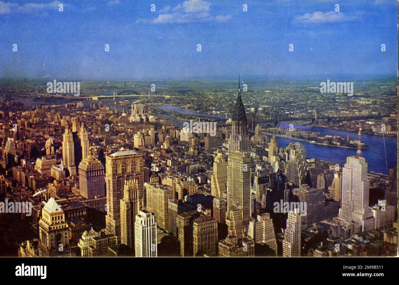 Vue nord-est de New York depuis l'Empire State Building, USA. Banque D'Images