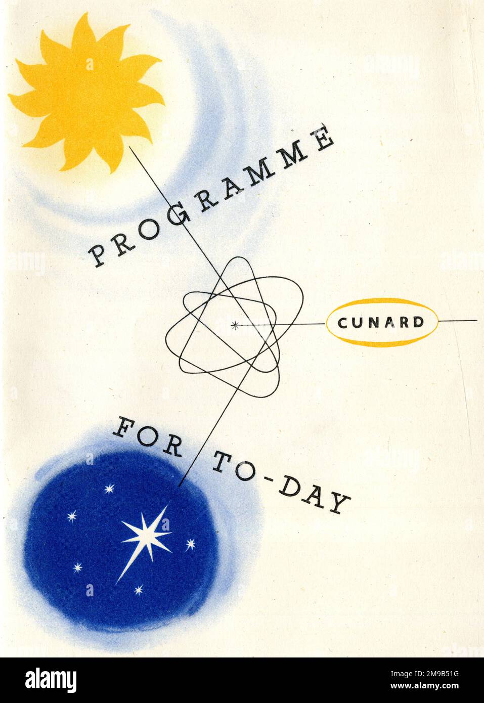 Conception de la couverture, Programme d'événements à bord du Cunard liner RMS Mauretania, 27 juillet 1953 Banque D'Images