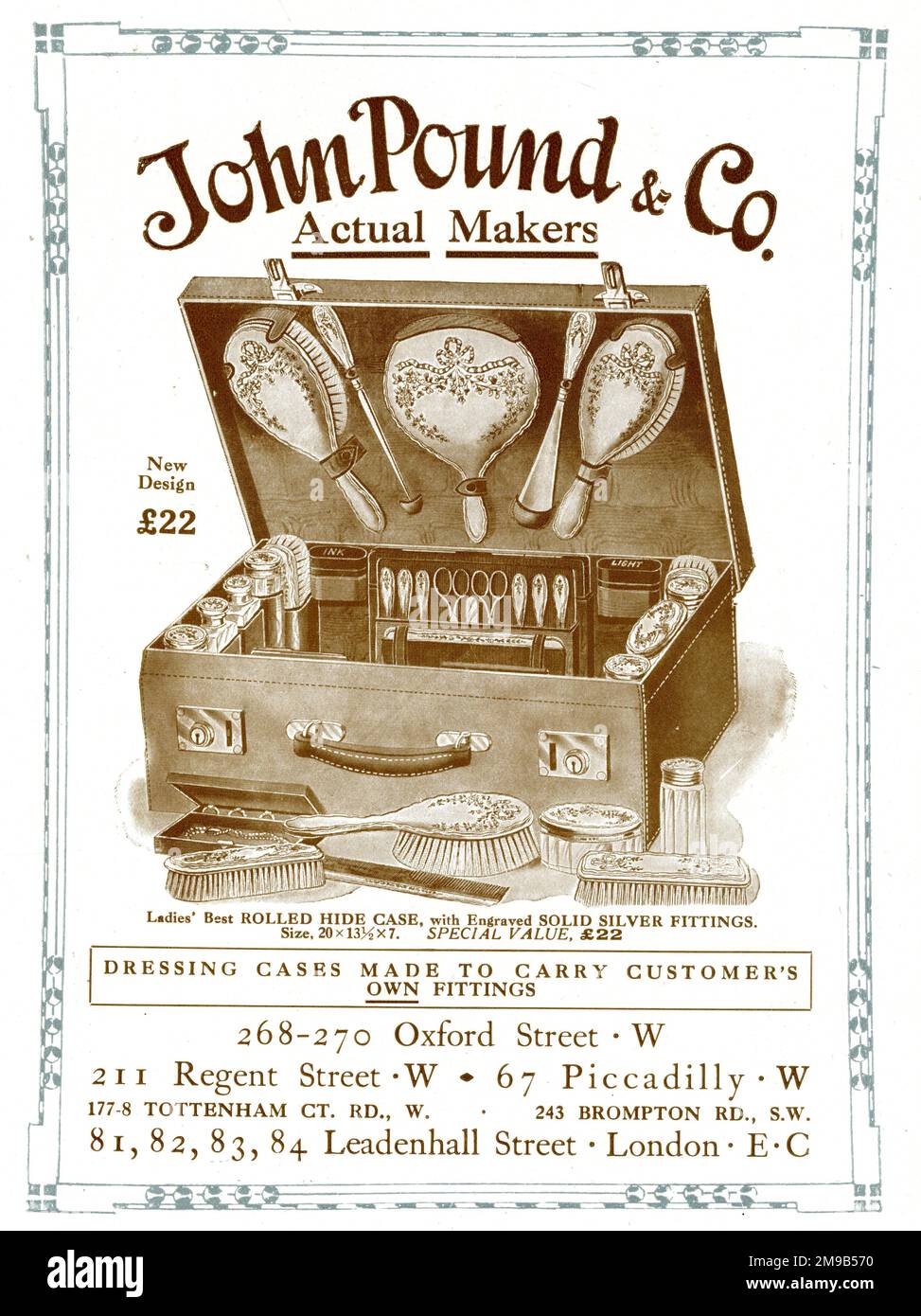 Publicité, John Pound & Co, Oxford Street, Londres - étui en cuir pour femmes Banque D'Images