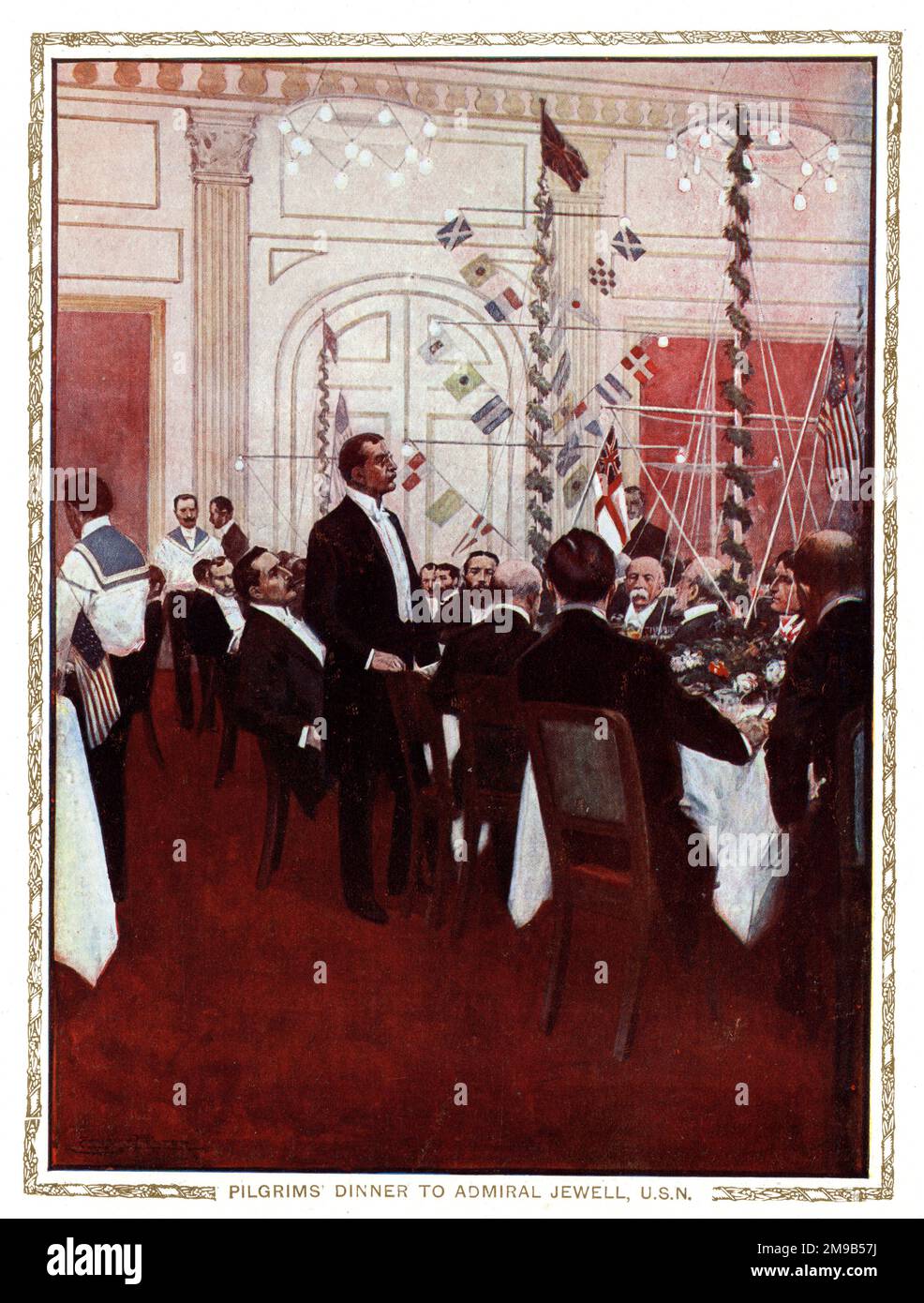 Dîner de pèlerins à l'amiral Jewell de la Marine américaine, Savoy Hotel, Londres Banque D'Images