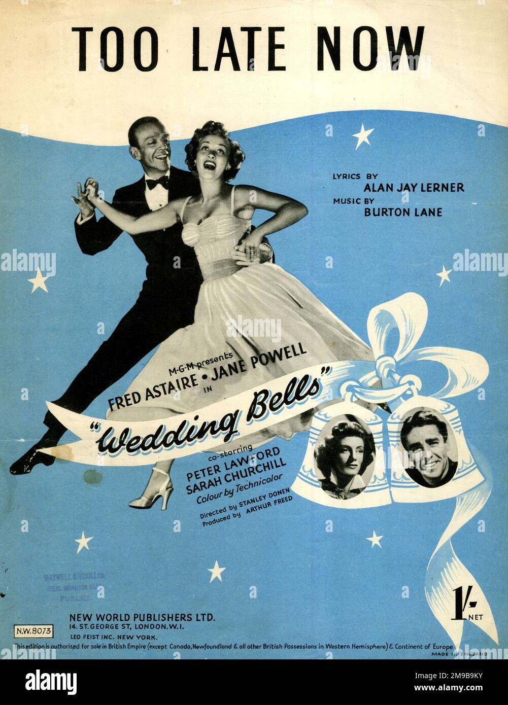 Couverture musicale, trop tard maintenant, paroles d'Alan Jay Lerner,  musique de Burton Lane, du film MGM Wedding Bells avec Fred Astaire et Jane  Powell Date: 1951 Photo Stock - Alamy