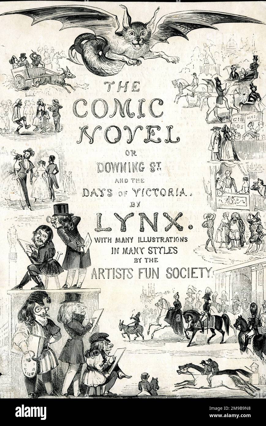 The Comic Novel ou Downing Street et The Days of Victoria by Lynx - page de titre de la Artists Fun Society Banque D'Images
