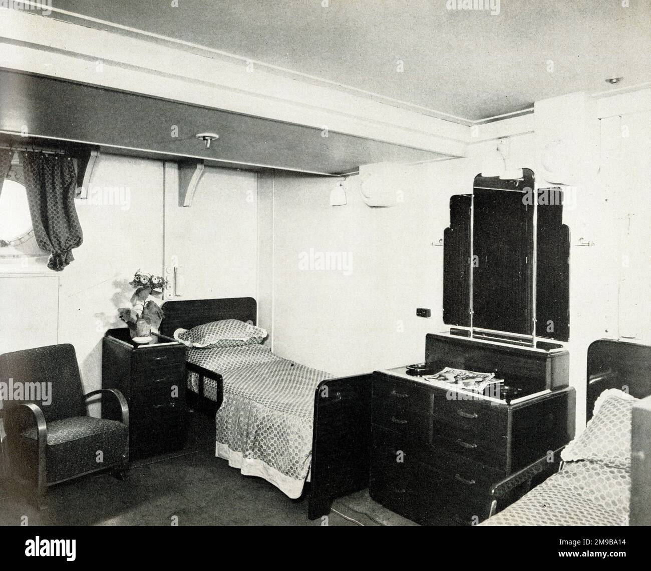 RMS Media, Stateroom, janvier 1949 Banque D'Images