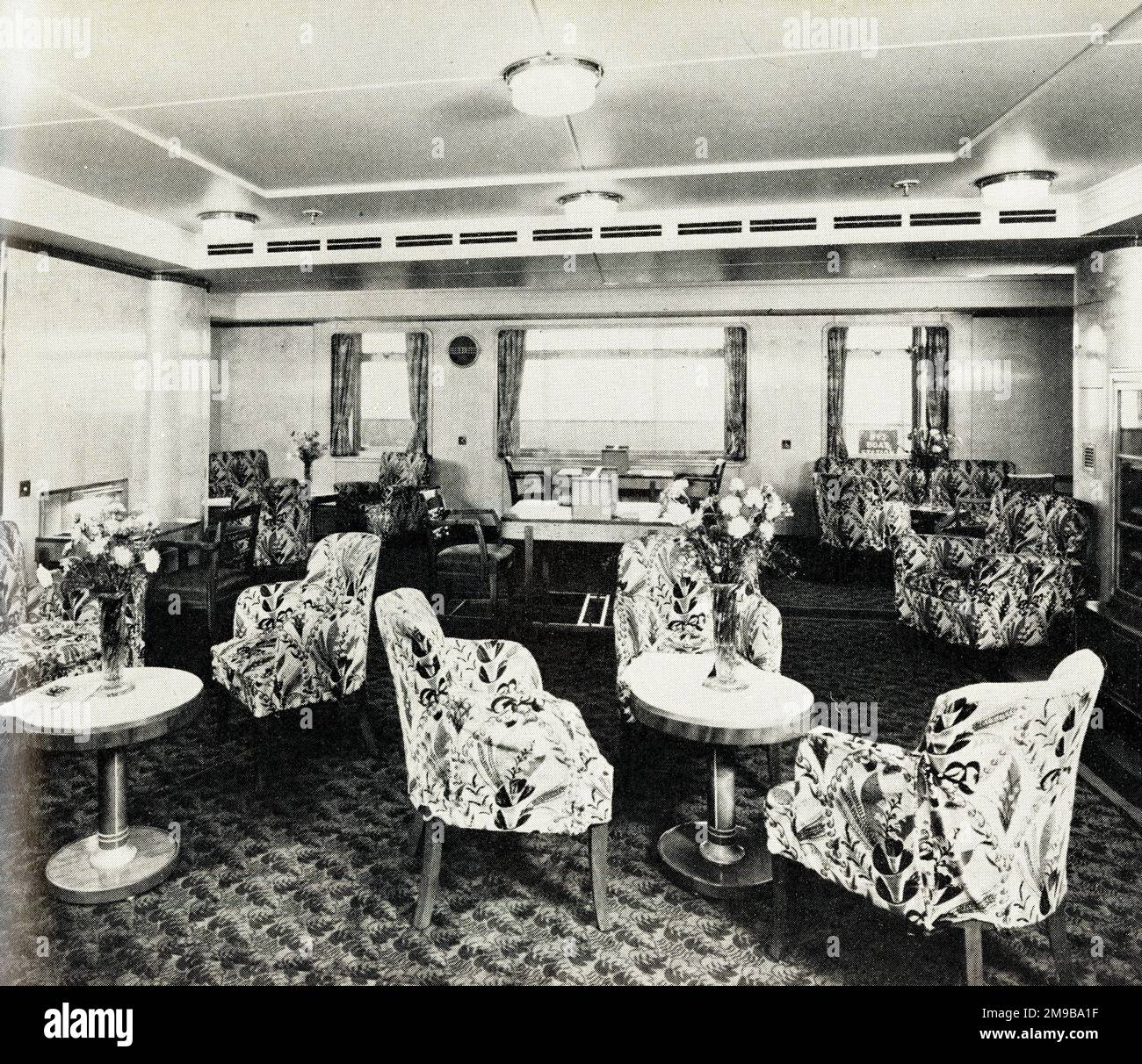 RMS Media, salle d'écriture, janvier 1949 Banque D'Images